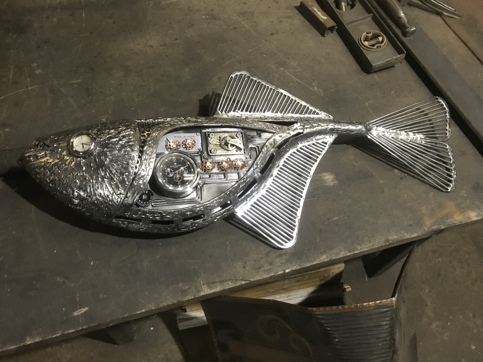 another fish - My, A fish, Welding, Clock, Art welding, Longpost, Needlework with process