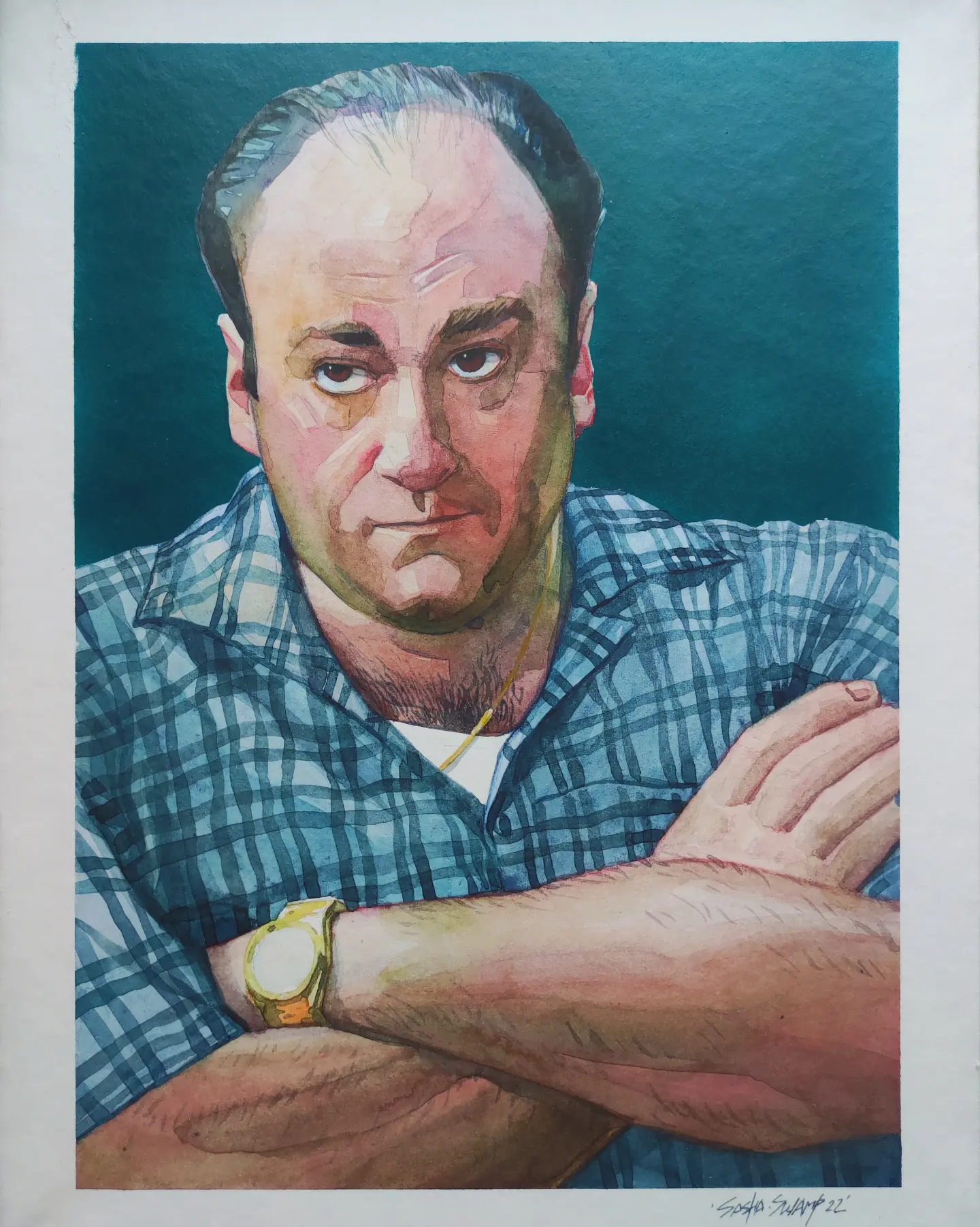 Tony Soprano - My, The Sopranos, Soprano, Italian Mafia, Portrait, Watercolor, Painting, Longpost