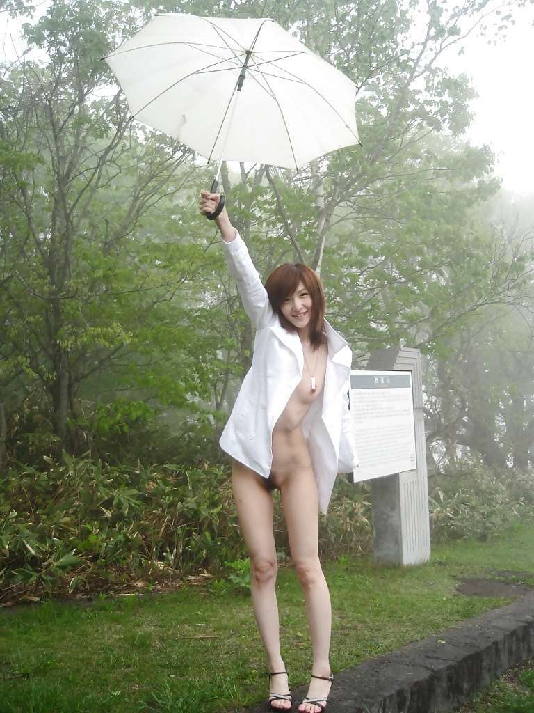 Cutie! - NSFW, Girls, Erotic, Boobs, Nudity, Nature, Umbrella, Asian, Pubes