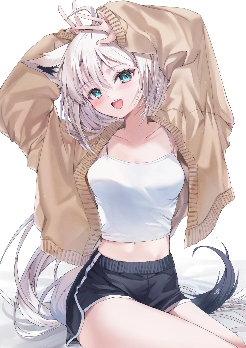 Shirakami Fubuki - Аниме, Anime Art, Hololive, Shirakami Fubuki, Kurokami Fubuki, Длиннопост, Animal Ears