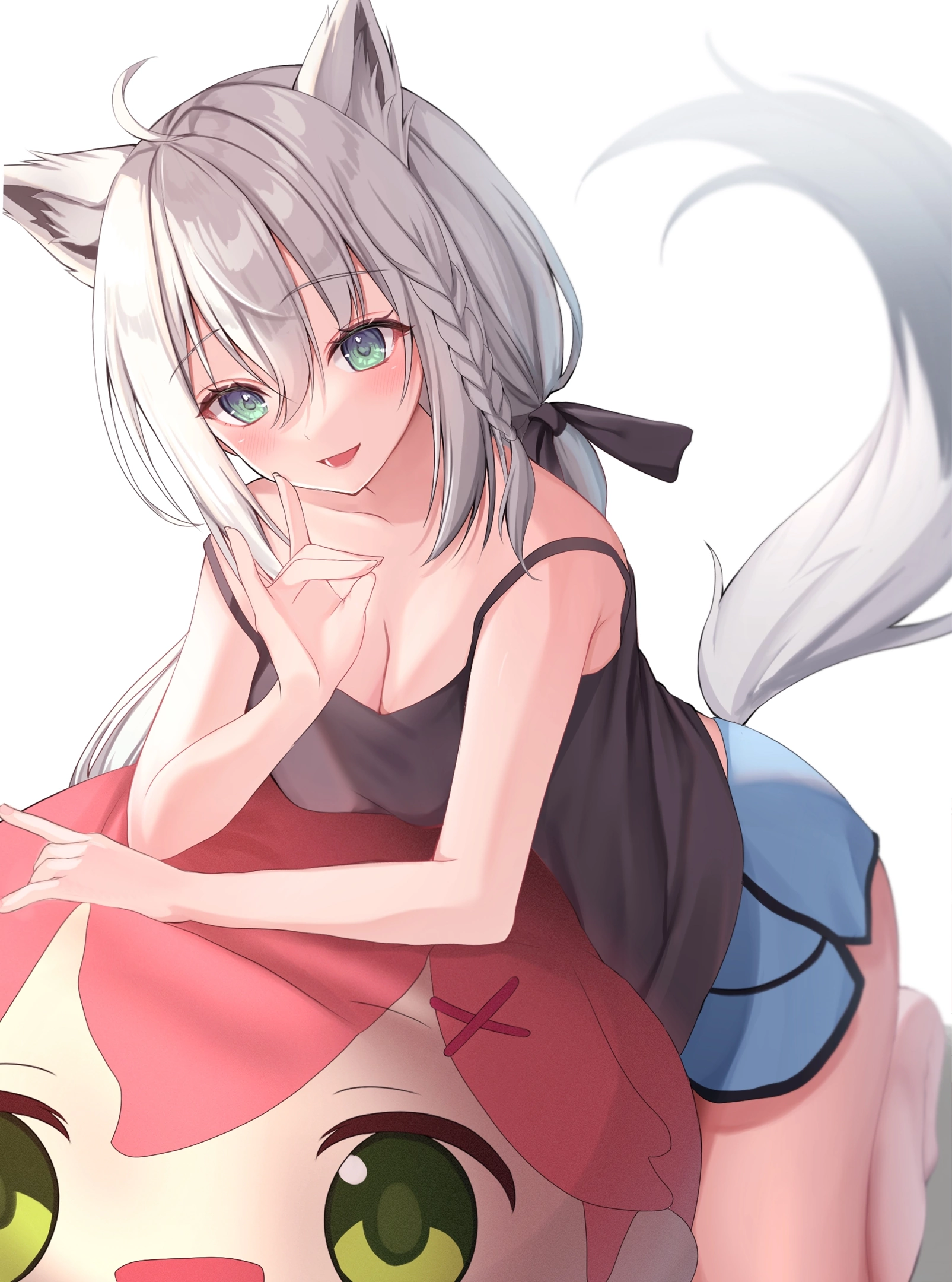 Shirakami Fubuki - Аниме, Anime Art, Hololive, Shirakami Fubuki, Kurokami Fubuki, Длиннопост, Animal Ears