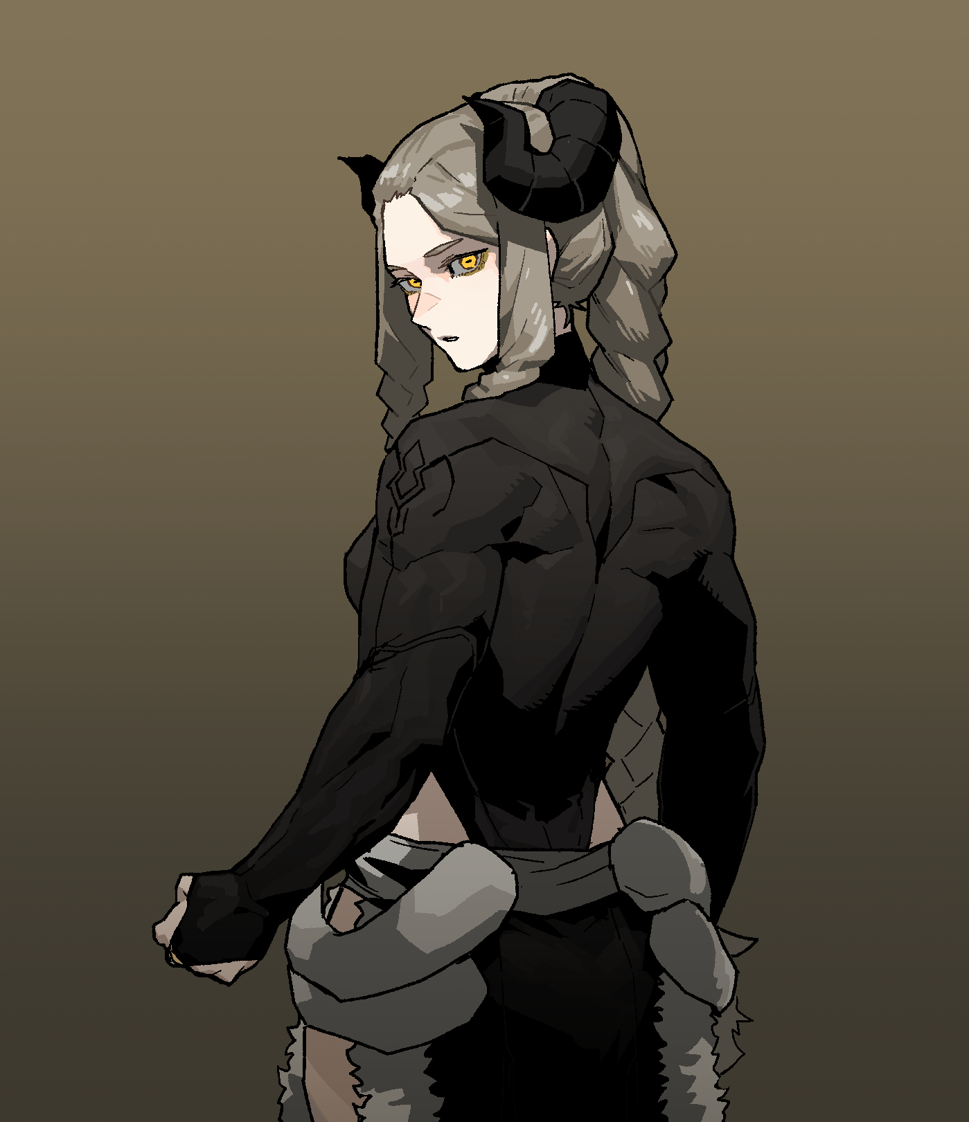 Ul-Braka Ur Blacker - Gogalking, Art, Anime, Anime art, Fantasy, Girl with Horns, Longpost