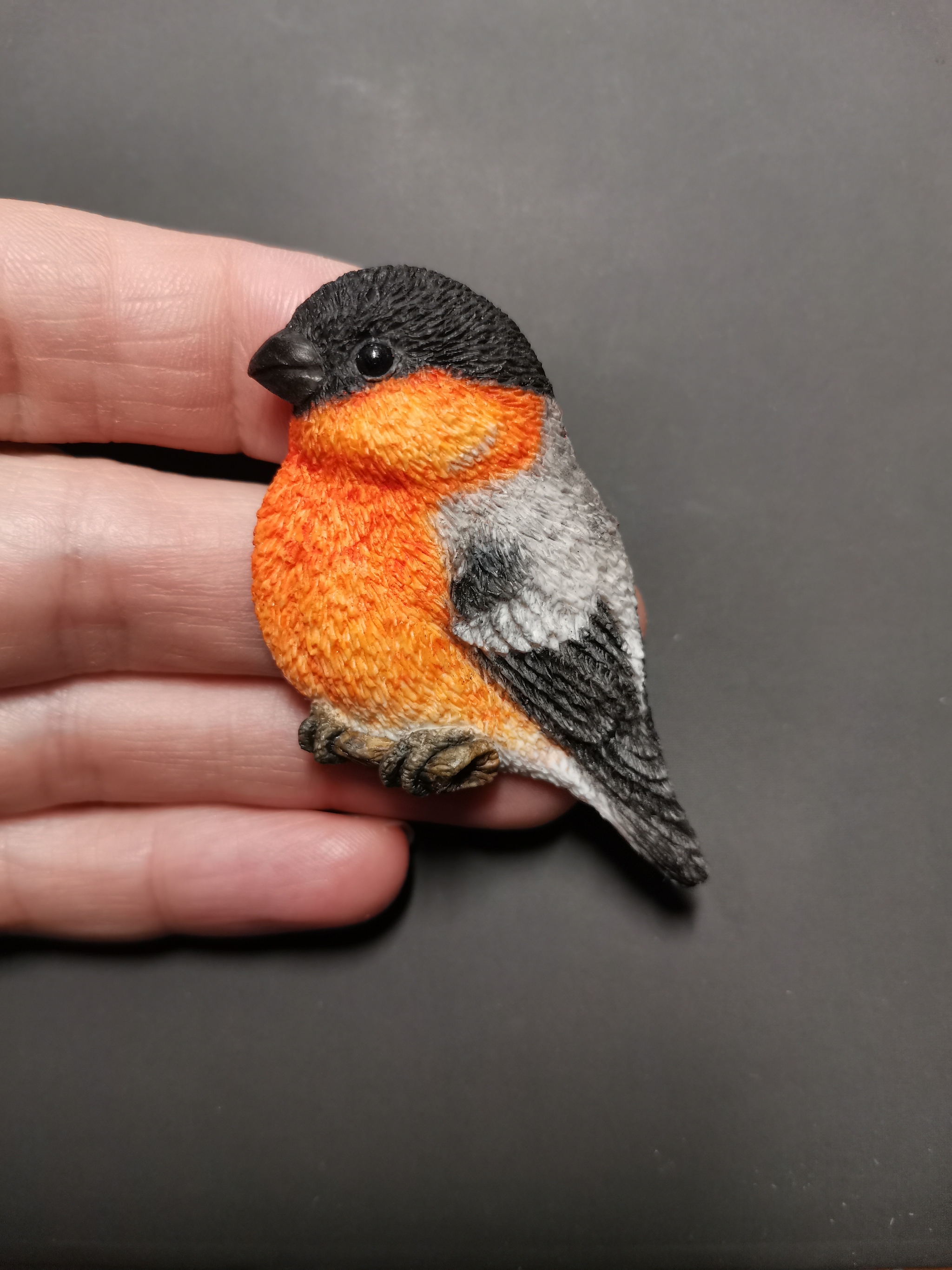 Bullfinch - My, Polymer clay, Brooch, Лепка, Bullfinches, Birds, Needlework without process