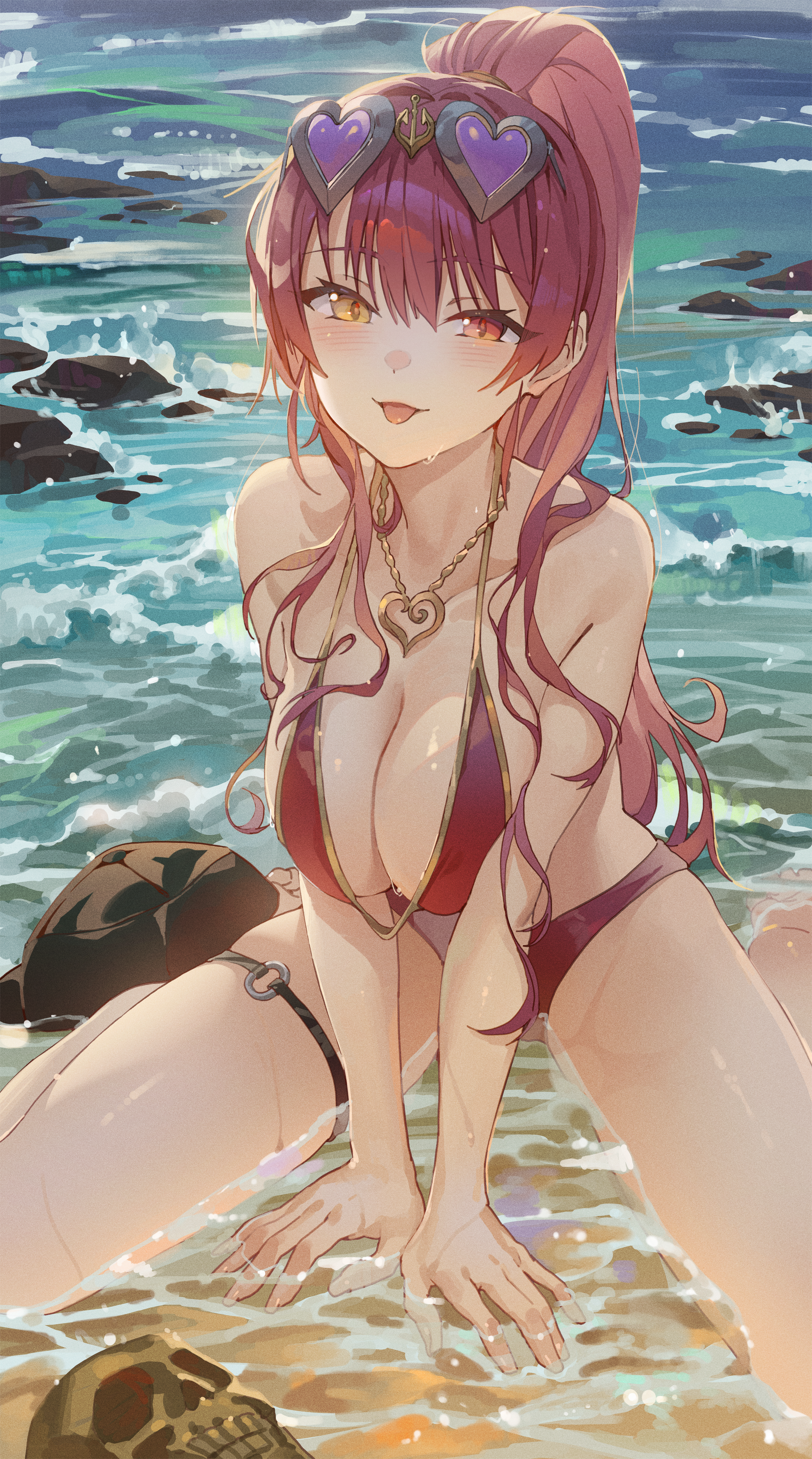 Houshou Marine - NSFW, Anime art, Art, Girls, Anime, Hand-drawn erotica, Bikini, Virtual youtuber, Hong