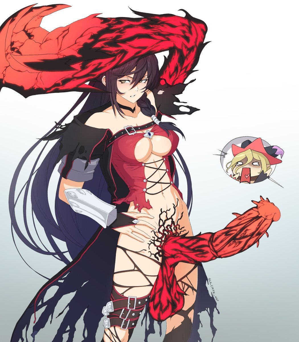 Velvet Crowe and Magilou - NSFW, Erotic, Hand-drawn erotica, Futanari, Futa art, Exotic Genitalia Futa, Tales of Berseria, Velvet Crowe, Magilou, Sulcate, Longpost