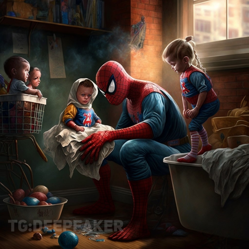 Superheroes in unusual roles - MidJourney - Art, Нейронные сети, Midjourney, Comics, Longpost