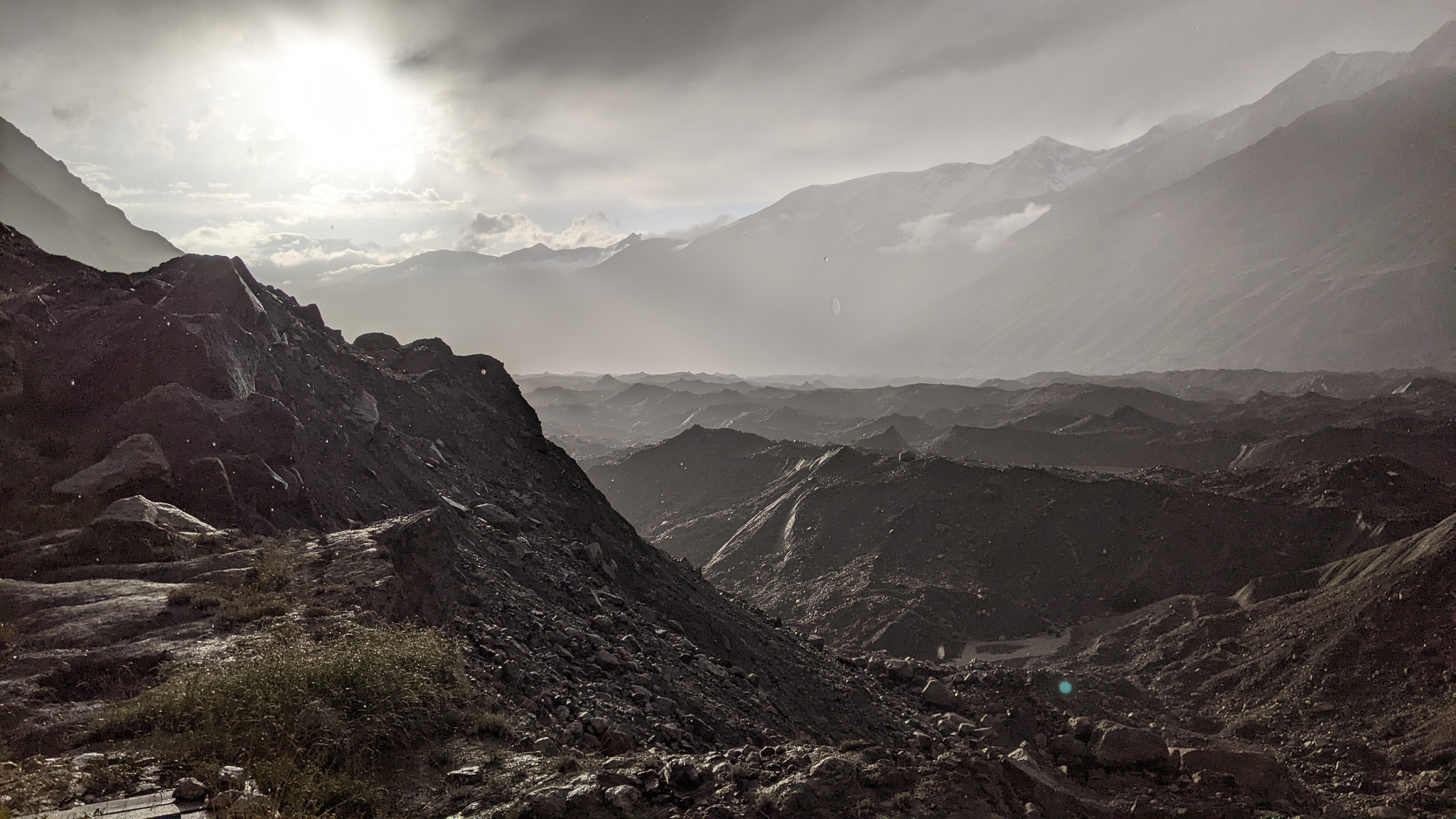 Rain on the glacier - My, Mobile photography, The mountains, Inylchek, Kyrgyzstan, Travels, Tourism