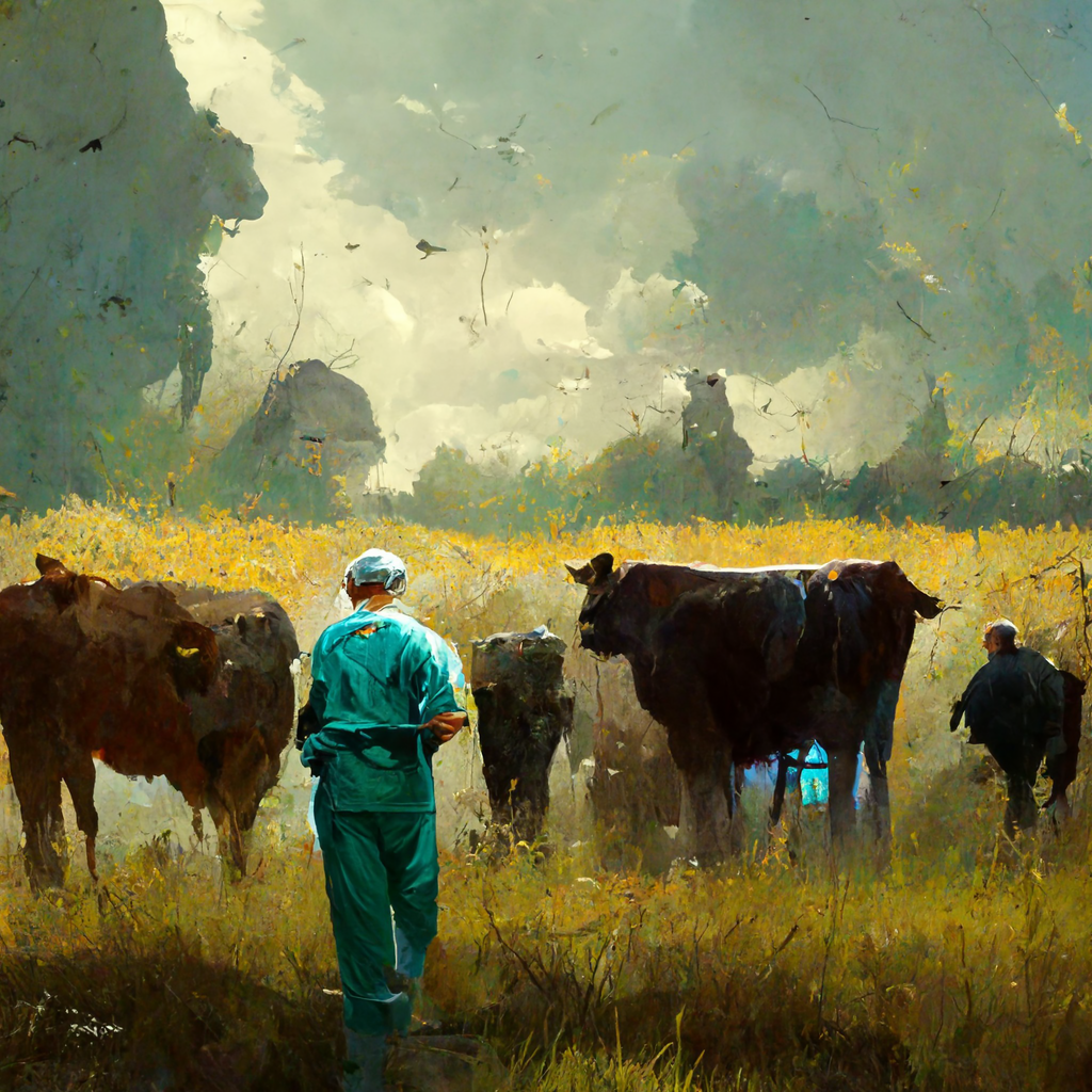 Midjourney painted a vet in a field - My, Midjourney, Vet, Нейронные сети