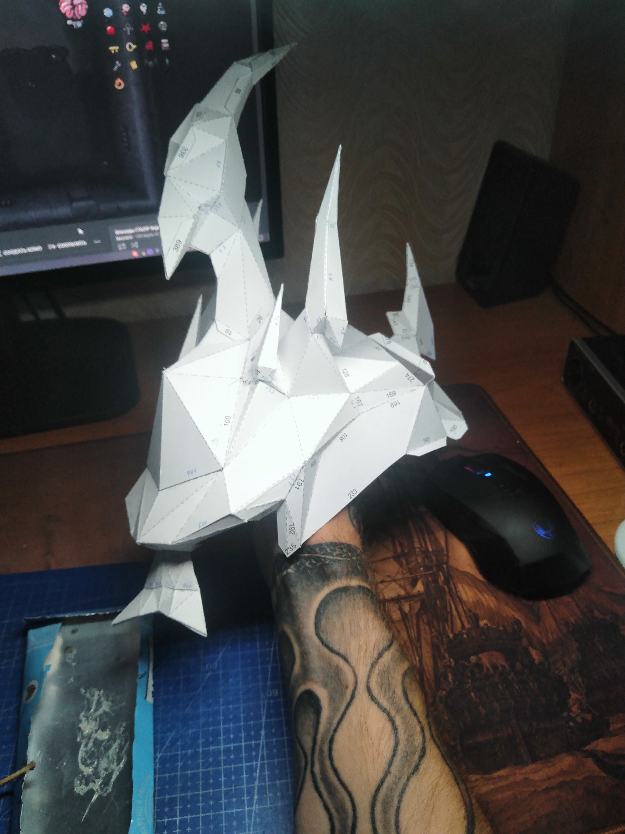 Helmet of the Lich King made of paper - My, Papercraft, Needlework with process, With your own hands, World of warcraft, Longpost