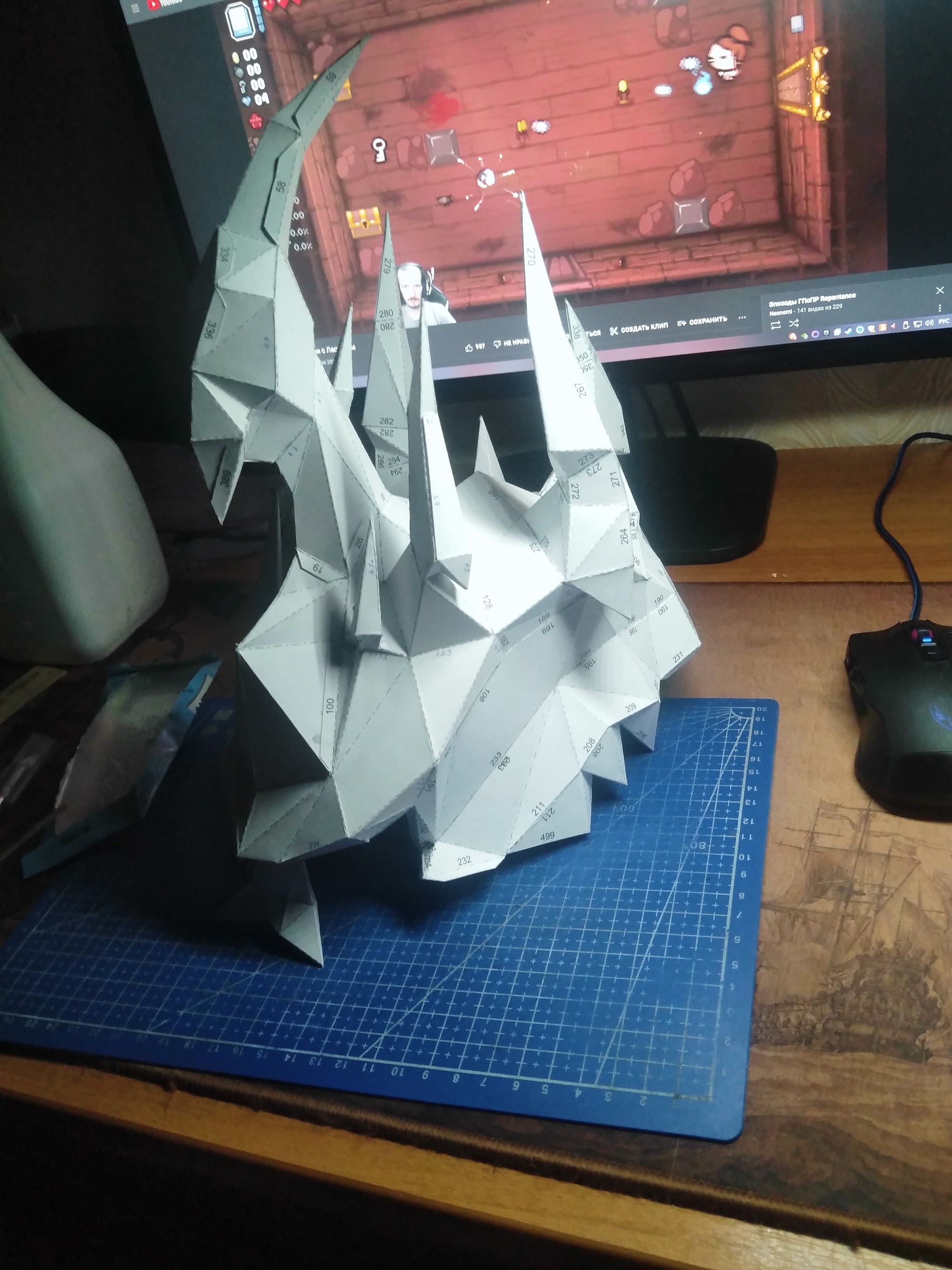 Helmet of the Lich King made of paper - My, Papercraft, Needlework with process, With your own hands, World of warcraft, Longpost