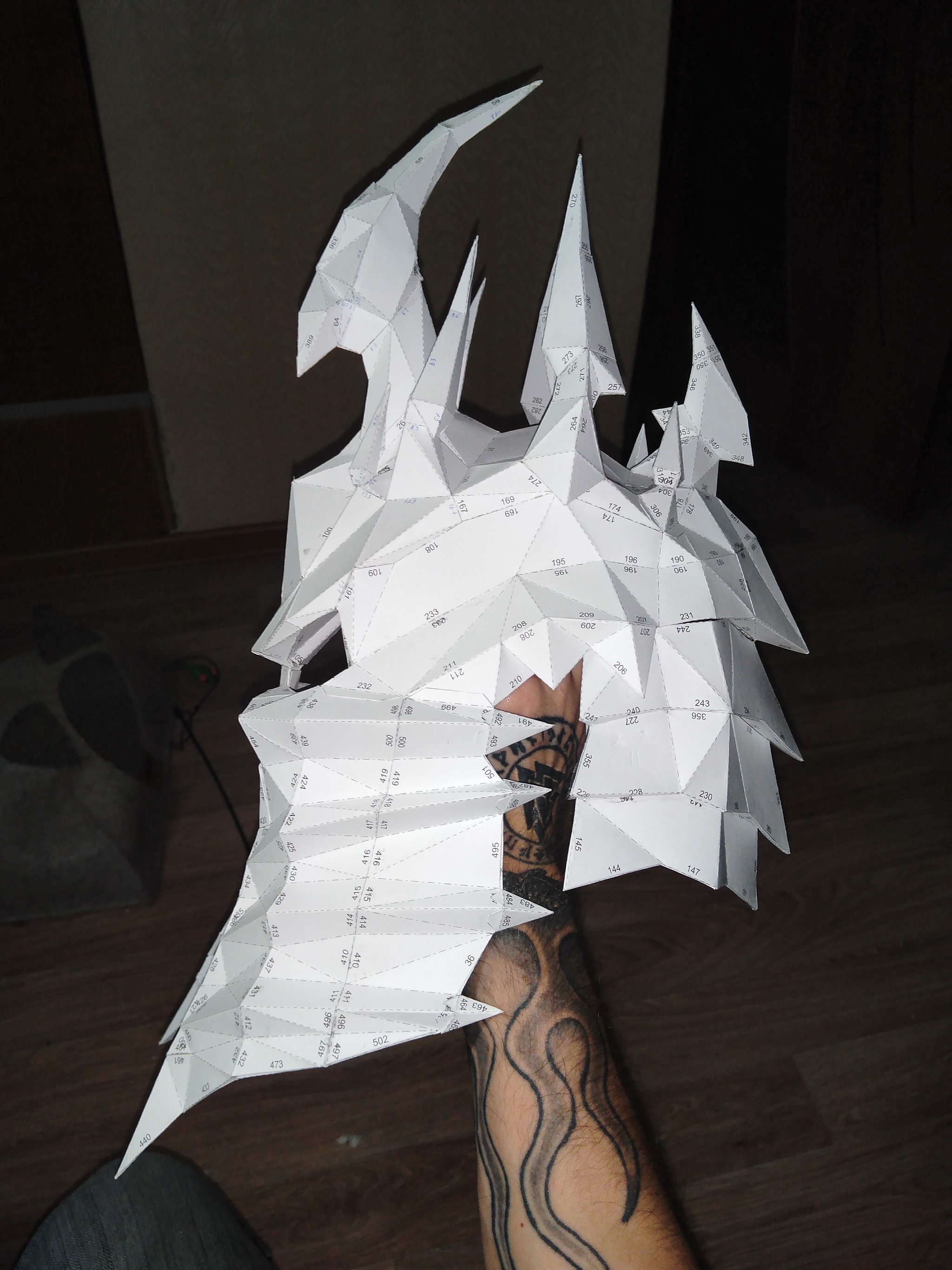 Helmet of the Lich King made of paper - My, Papercraft, Needlework with process, With your own hands, World of warcraft, Longpost