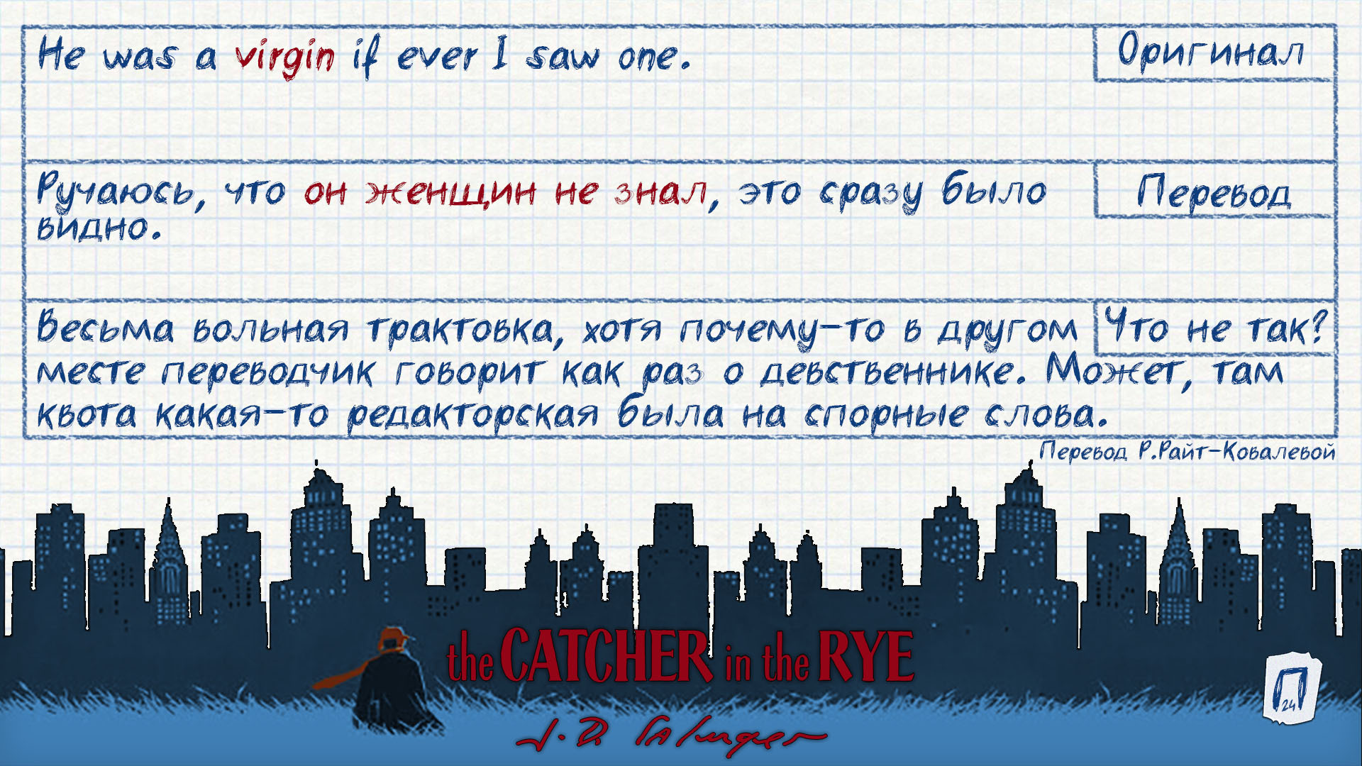 Интересные заметки по переводу «Над пропастью во ржи» | Пикабу