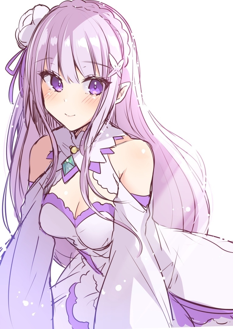 Emilia - Аниме, Anime Art, Emilia, Puck, Re:Zero Kara, Длиннопост