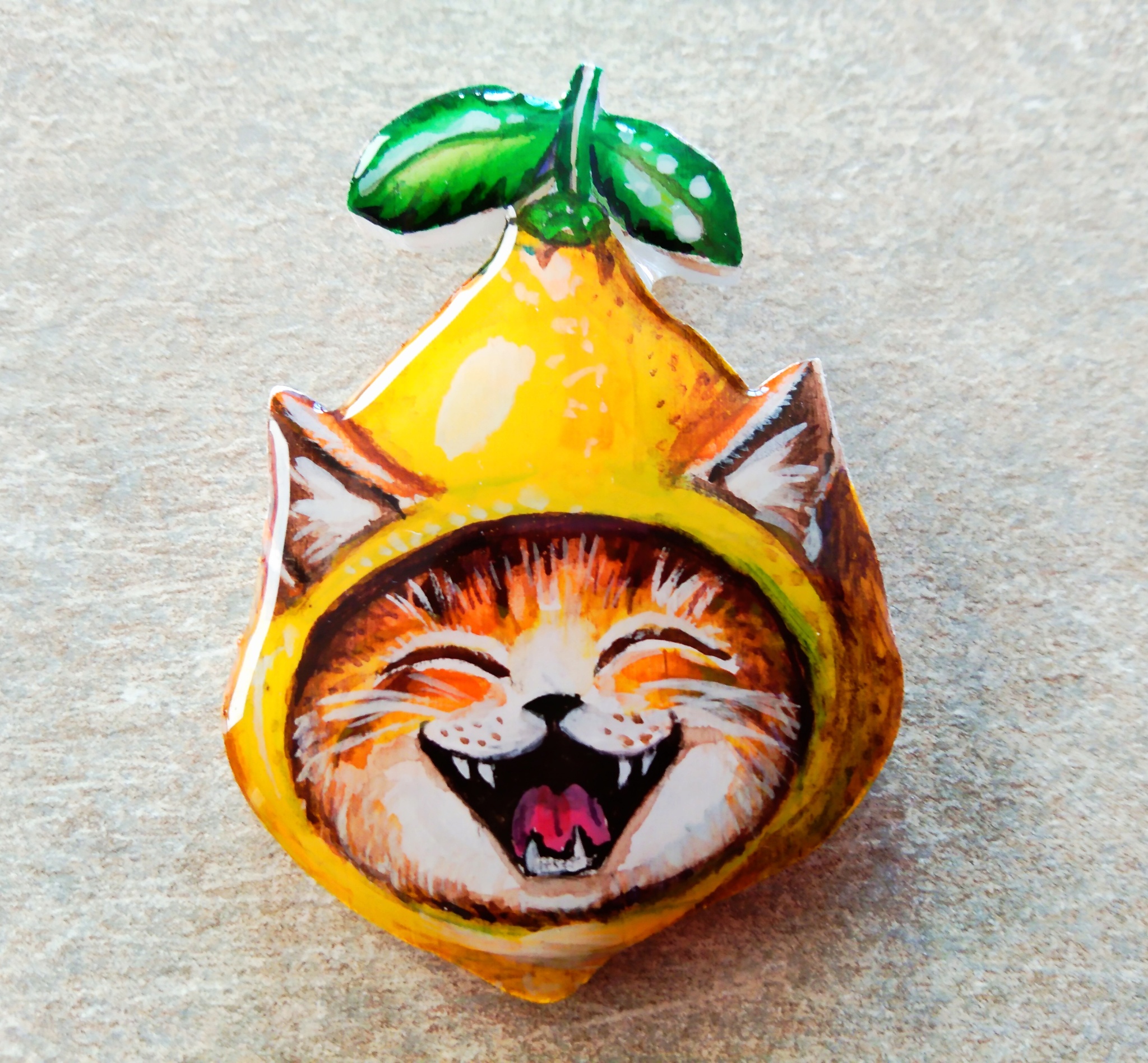 lemon cat - cat, Lemon, Brooch, Longpost, Needlework without process