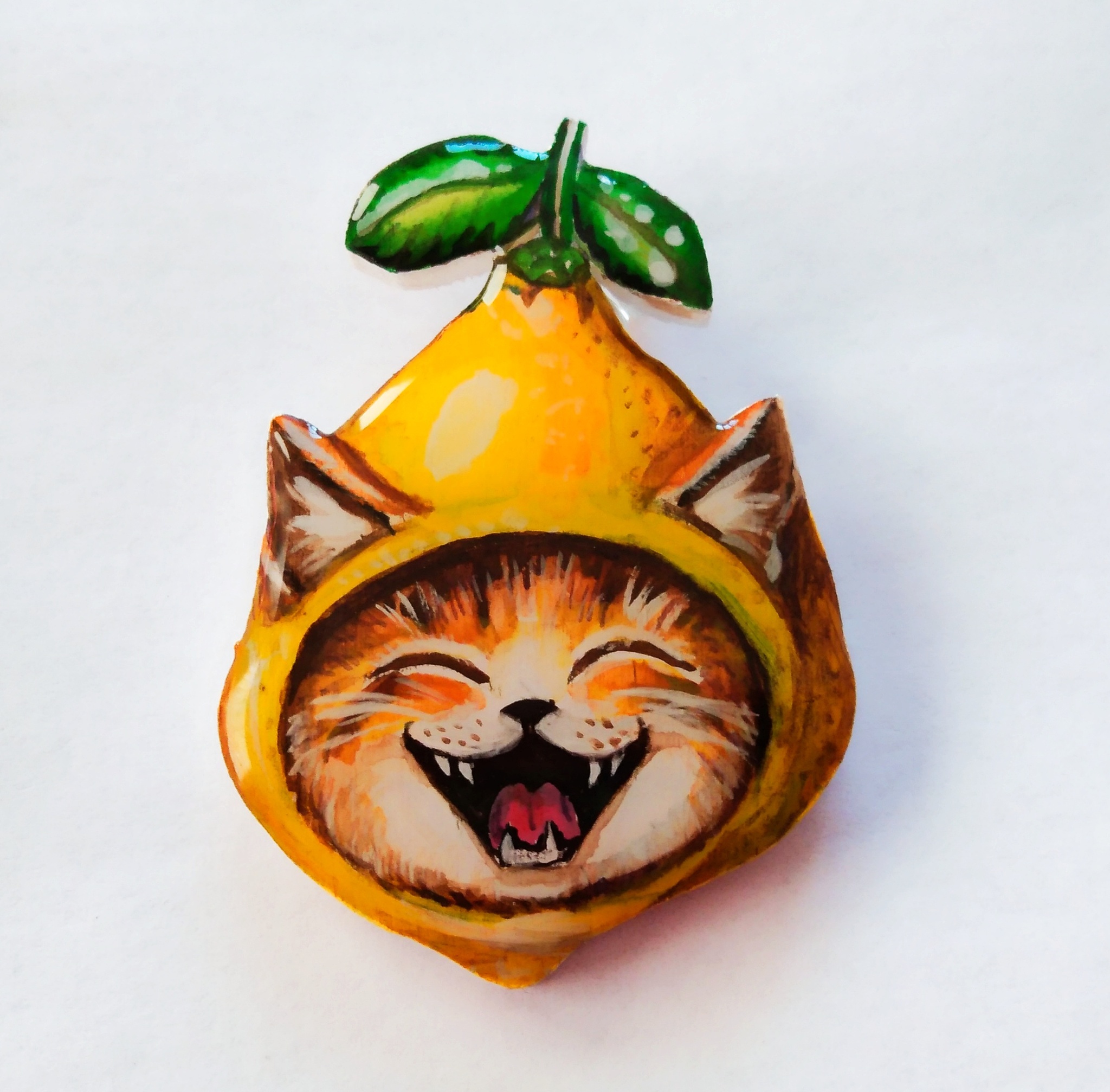 lemon cat - cat, Lemon, Brooch, Longpost, Needlework without process