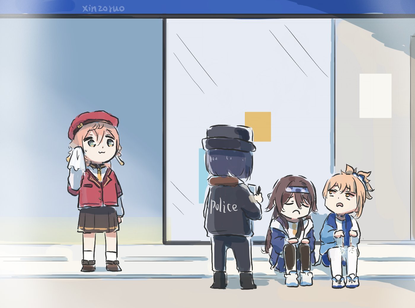 The police have arrived - Genshin impact, Anime, Xinzoruo, Yoimiya, Yanfei, Kujou Sara, Hu Tao, Longpost