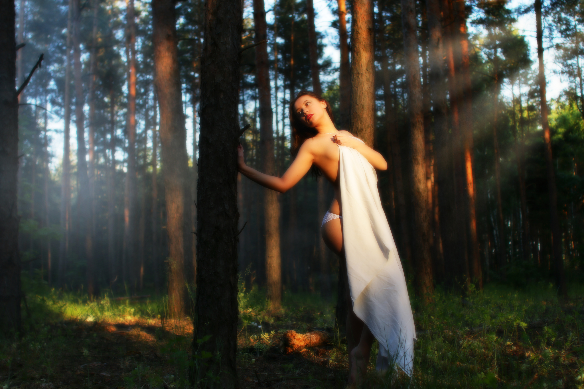 Light haze - NSFW, My, Figure, Forest, Veiled, Girls