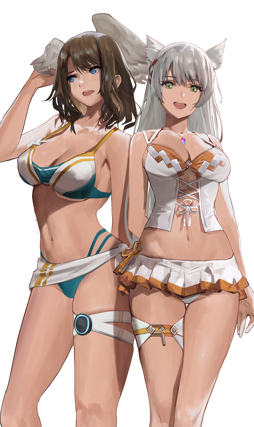 Eunie & Mio - NSFW, Anime, Anime art, Art, Xenoblade, Eunie, Mio, Boobs, Animal ears, Games, Hand-drawn erotica, Erotic, Longpost