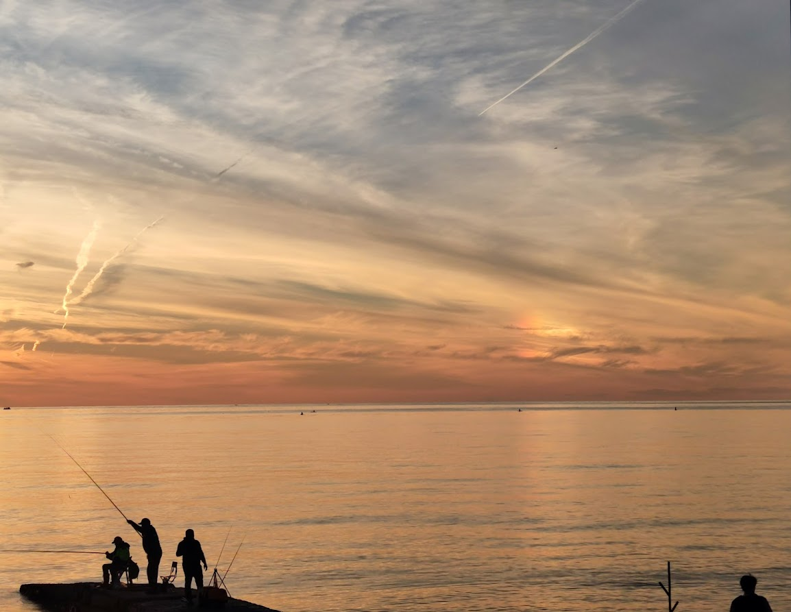 November. Adler - My, Sunset, Sky, Sea, Fishermen, Silhouette