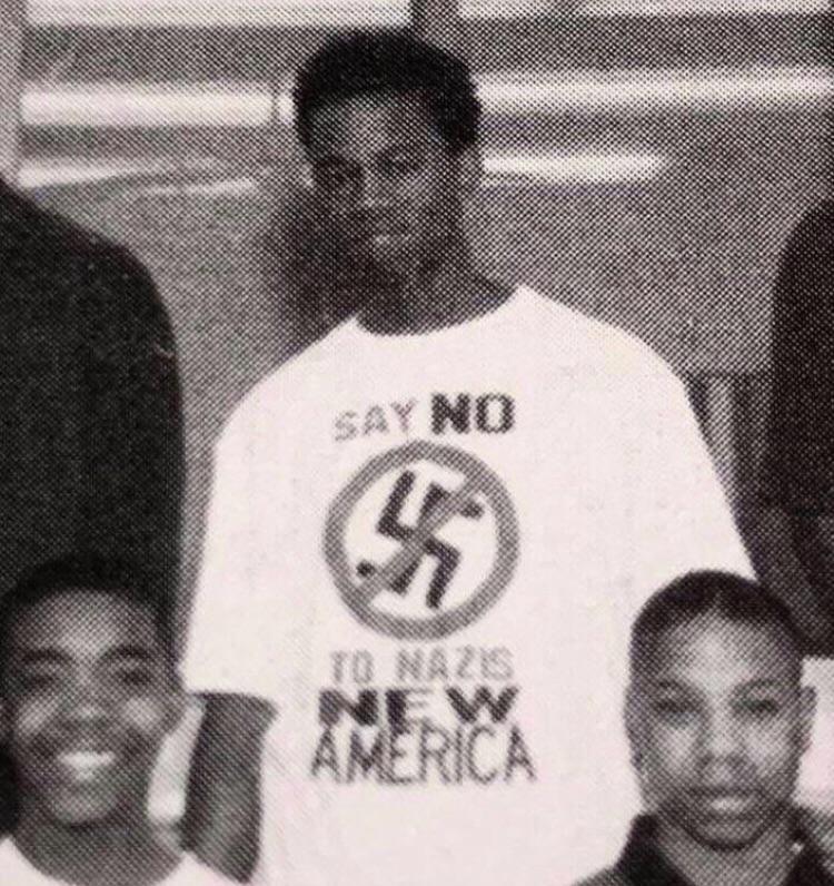 Kanye West wore a 'Say No to Nazis' T-shirt in 1994 - Kanye west, The photo, Celebrities, USA, Black and white photo