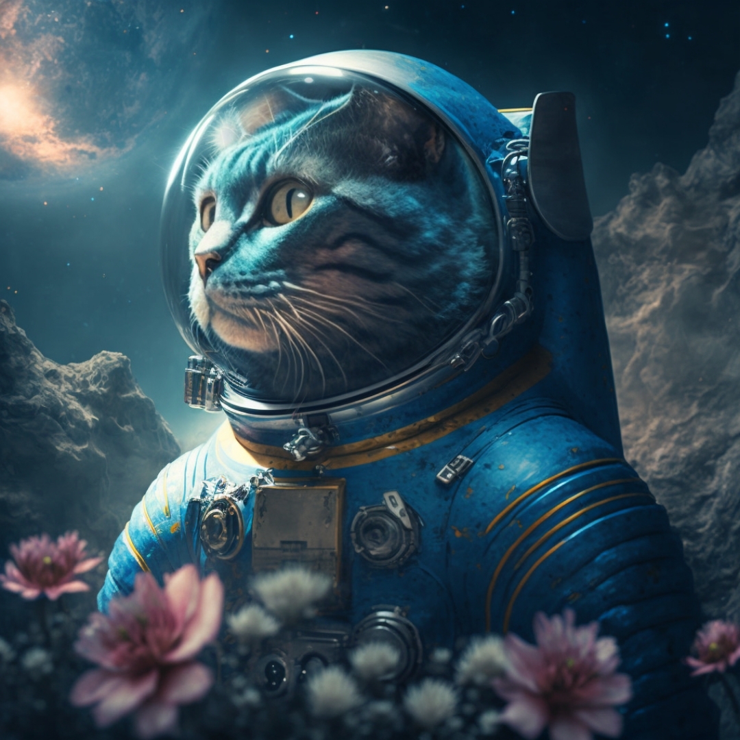 Kittens - astronauts from the Midjourney neural universe - My, Midjourney, Art, cat, Digital, Artificial Intelligence, Astronaut, Space, Longpost