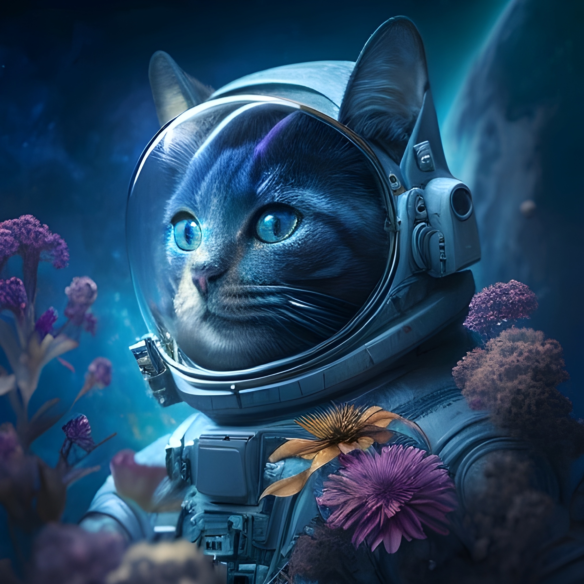 Kittens - astronauts from the Midjourney neural universe - My, Midjourney, Art, cat, Digital, Artificial Intelligence, Astronaut, Space, Longpost