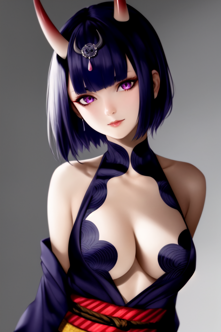 Shuten Douji от Elysium_Anime_V2 - NSFW, Моё, Арт, Нейронные сети, Искусственный интеллект, Аниме, 2D, Stable Diffusion, Длиннопост, Anime Art, Сиськи, Соски, Fate, Fate Grand Order, Shuten Douji, Демон они, Сперма, Арты нейросетей