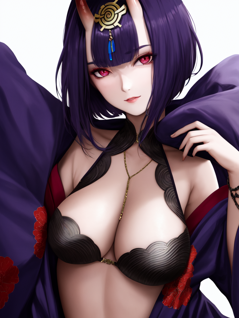 Shuten Douji от Elysium_Anime_V2 - NSFW, Моё, Арт, Нейронные сети, Искусственный интеллект, Аниме, 2D, Stable Diffusion, Длиннопост, Anime Art, Сиськи, Соски, Fate, Fate Grand Order, Shuten Douji, Демон они, Сперма, Арты нейросетей