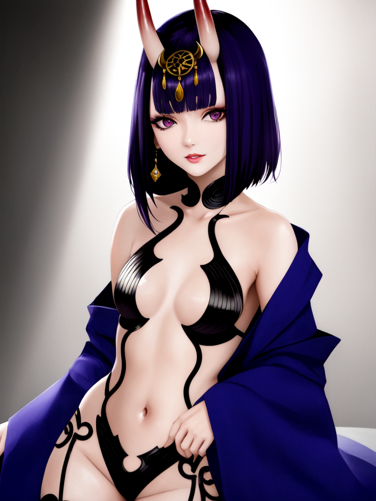 Shuten Douji от Elysium_Anime_V2 - NSFW, Моё, Арт, Нейронные сети, Искусственный интеллект, Аниме, 2D, Stable Diffusion, Длиннопост, Anime Art, Сиськи, Соски, Fate, Fate Grand Order, Shuten Douji, Демон они, Сперма, Арты нейросетей