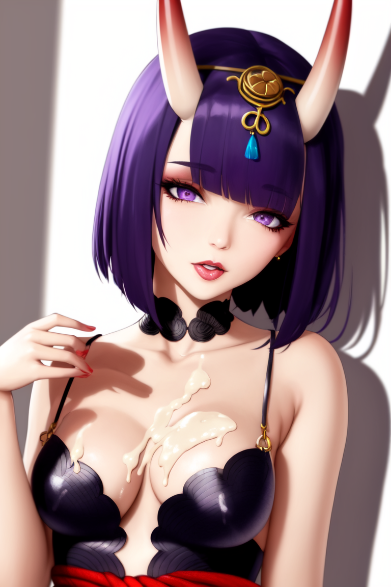 Shuten Douji from Elysium_Anime_V2 (Part 2) - NSFW, My, Art, Нейронные сети, Artificial Intelligence, Anime, 2D, Stable diffusion, Longpost, Anime art, Boobs, Nipples, Fate, Fate grand order, Shuten douji, Demon they, Sperm, Swimsuit, Erotic, Neural network art