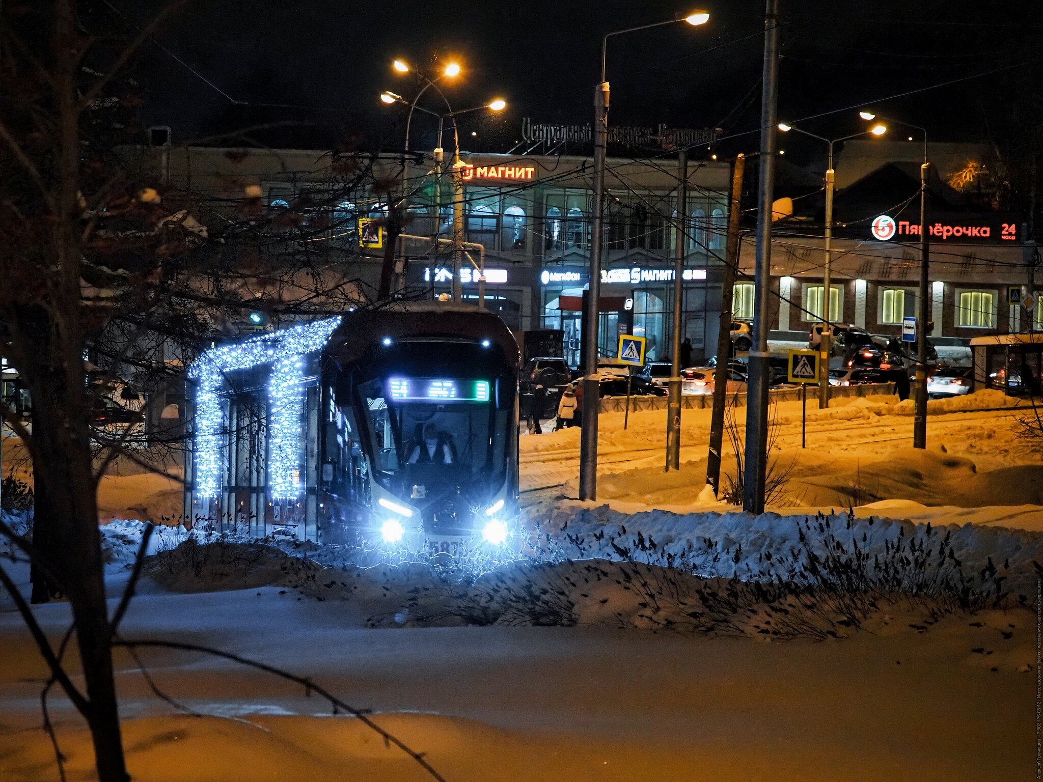 The holiday comes to us - My, The photo, Night, Tram, Permian, Night city