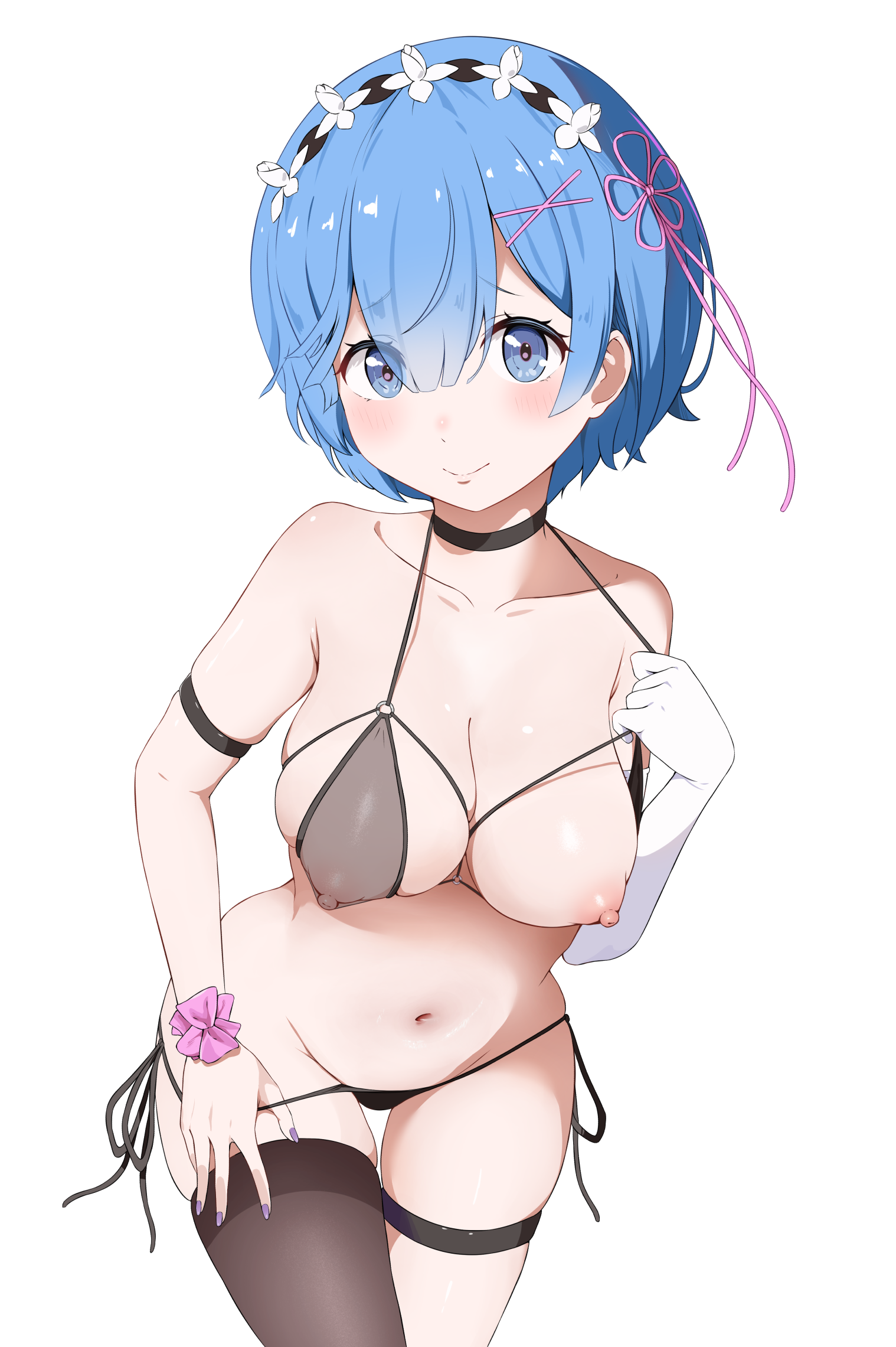 Rem - NSFW, Аниме, Anime Art, Арт, Re:Zero Kara, Rem (Re:Zero Kara), Купальник, Чокер, Эротика, Рисованная эротика