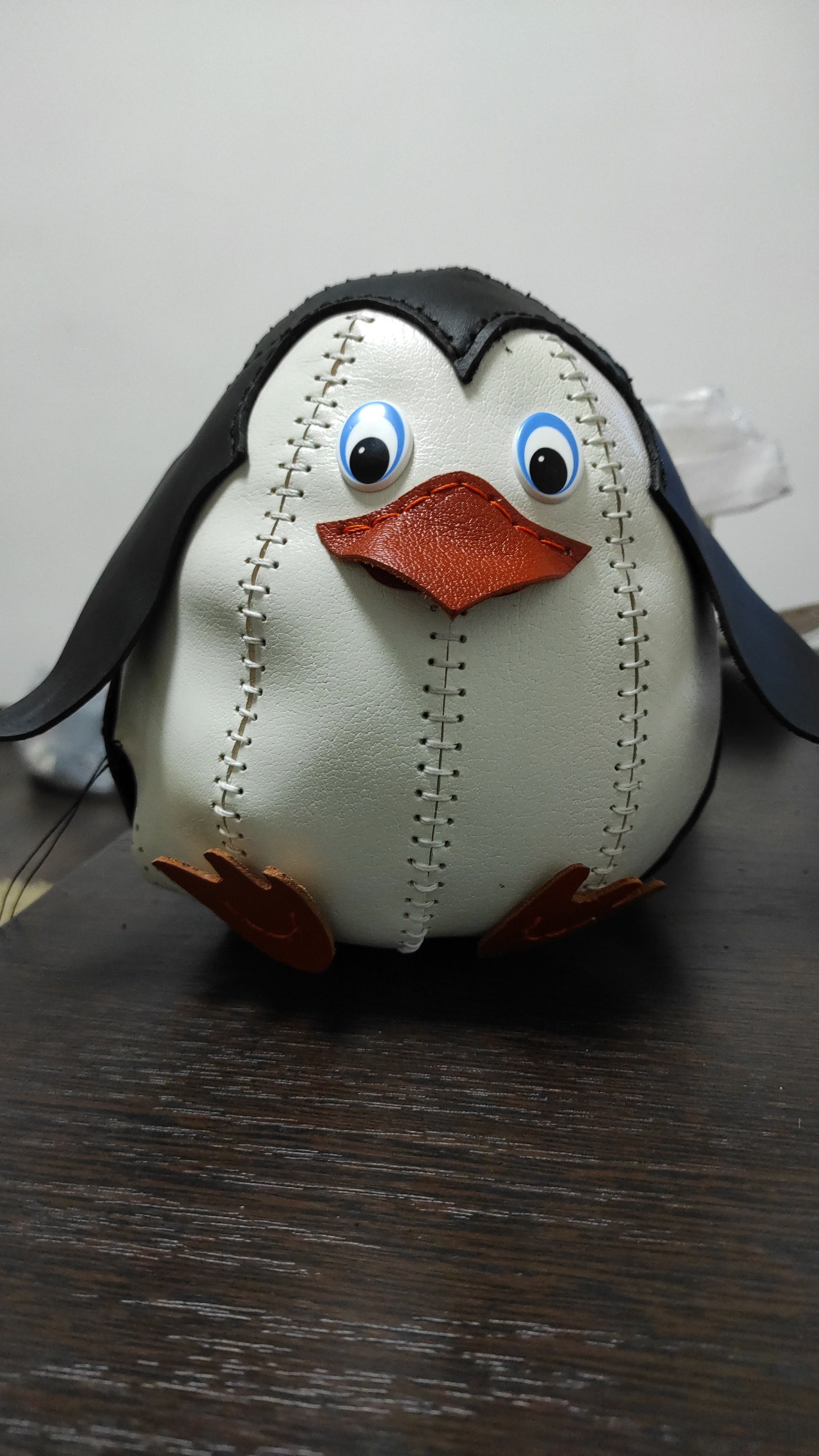 Penguin - My, Soft toy, Leather products, With your own hands, Natural leather, Leather, Longpost, Needlework with process