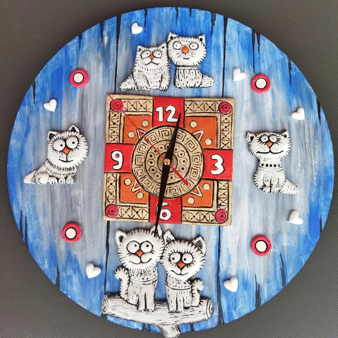 how i made the clock - My, Clock, Лепка, Self-hardening clay, I share, Longpost, Needlework with process