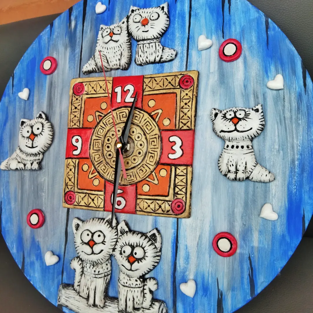 how i made the clock - My, Clock, Лепка, Self-hardening clay, I share, Longpost, Needlework with process