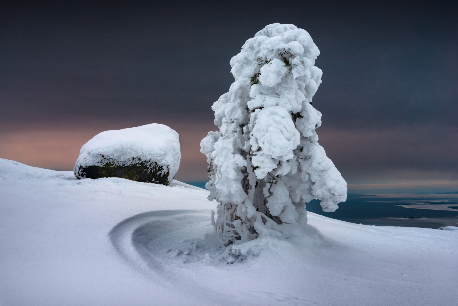 Snow Monsters of Volosyanaya Sopka - My, Snow, Kola Peninsula, Winter, Evening, dust, The photo, The nature of Russia