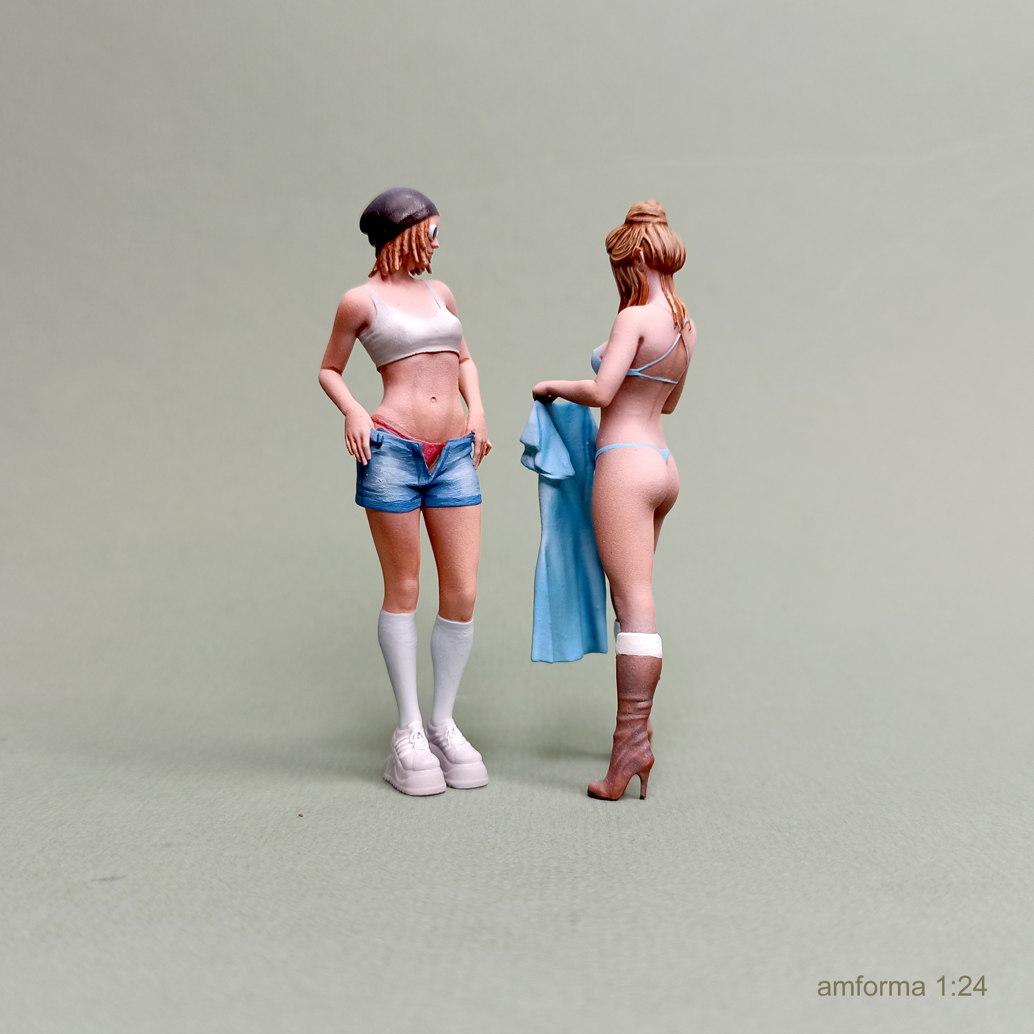 In the fitting room - My, 3D печать, Scale model, Figurines, Miniature, Painting miniatures, Modeling, Collecting, 3D, 3D modeling, Sculpting, Girls, Dressing room, Fitting, Cloth, Longpost, Needlework without process