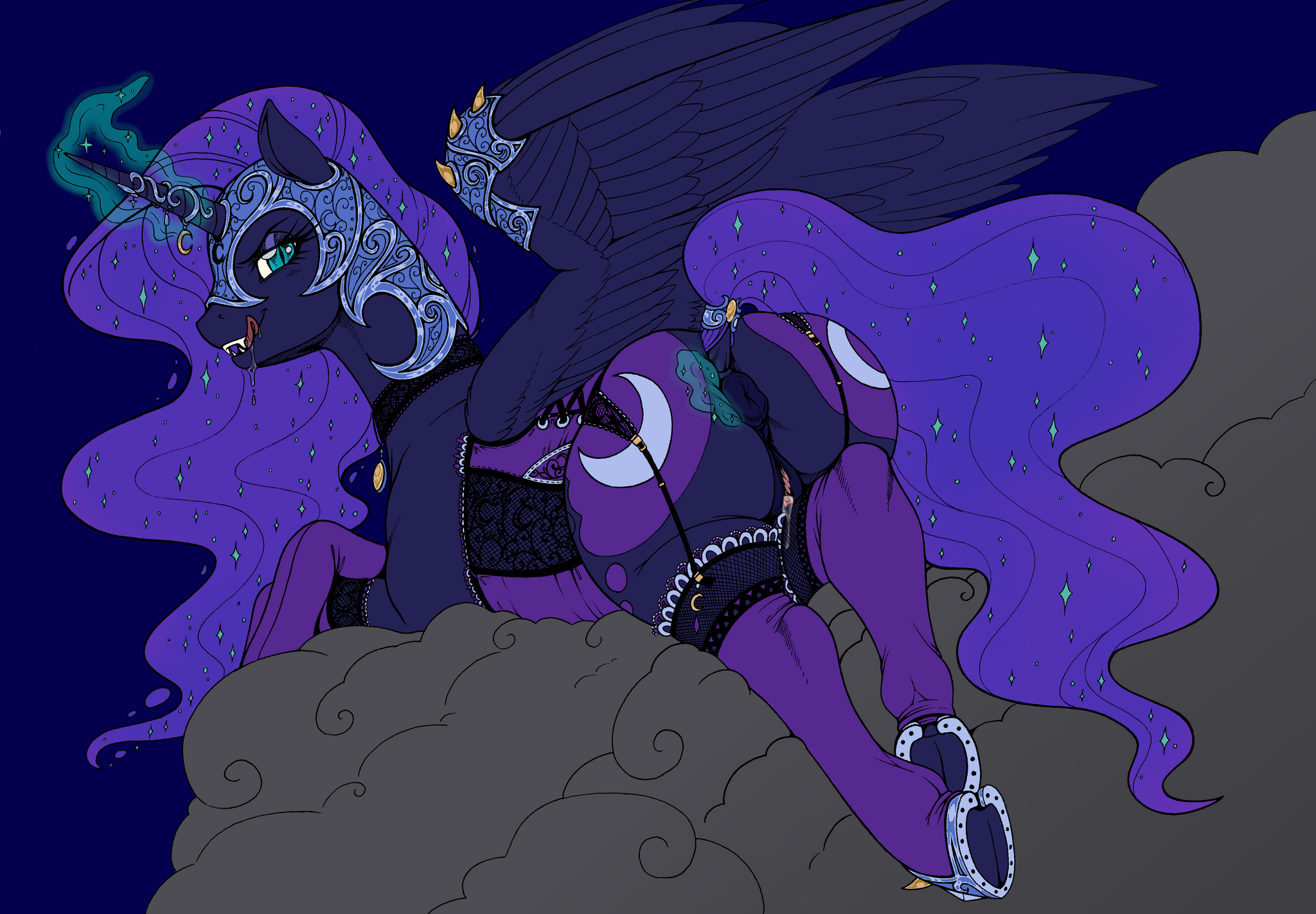 Excited and dangerous - NSFW, My little pony, PonyArt, MLP Explicit, Nightmare moon, MLP Socks, Longinius