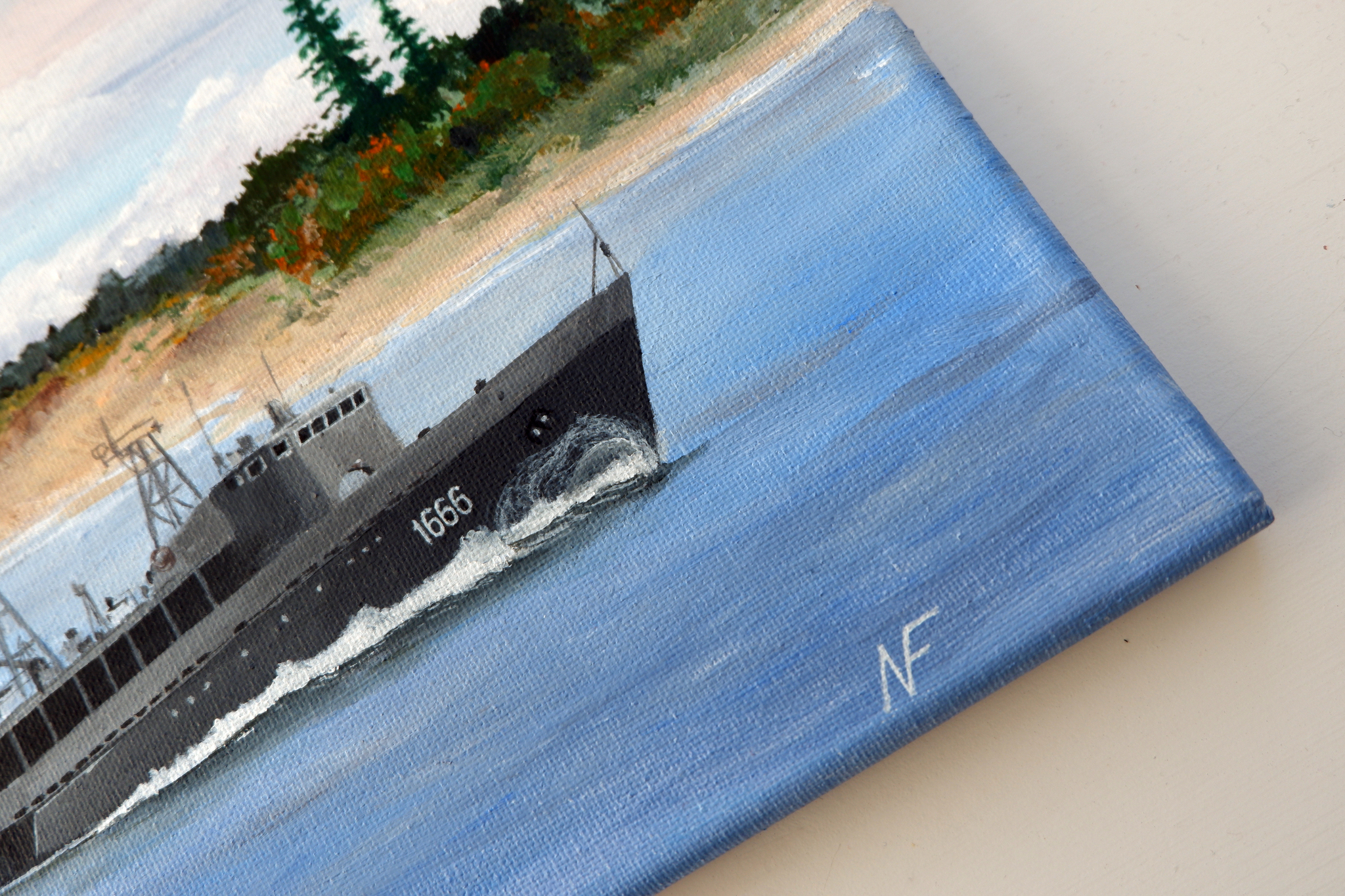 Torpedo boat TL-1666 - My, Artist, Acrylic, Painting, Painting, Art, Canvas, Painting, Ship, Sea, Longpost