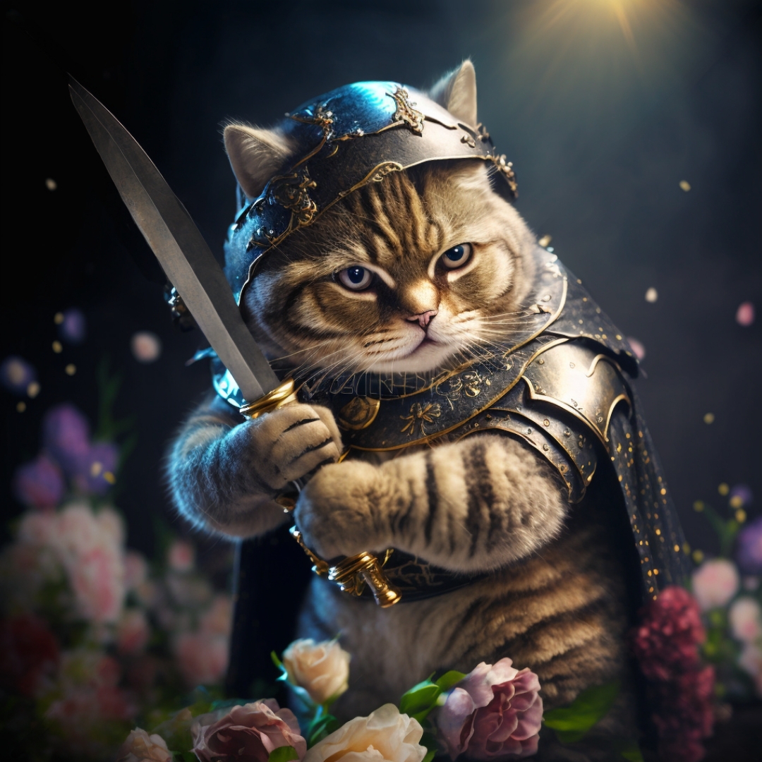 Kittens in armor from the Kingdom of Midjourney - My, Midjourney, Art, Artificial Intelligence, cat, Longpost