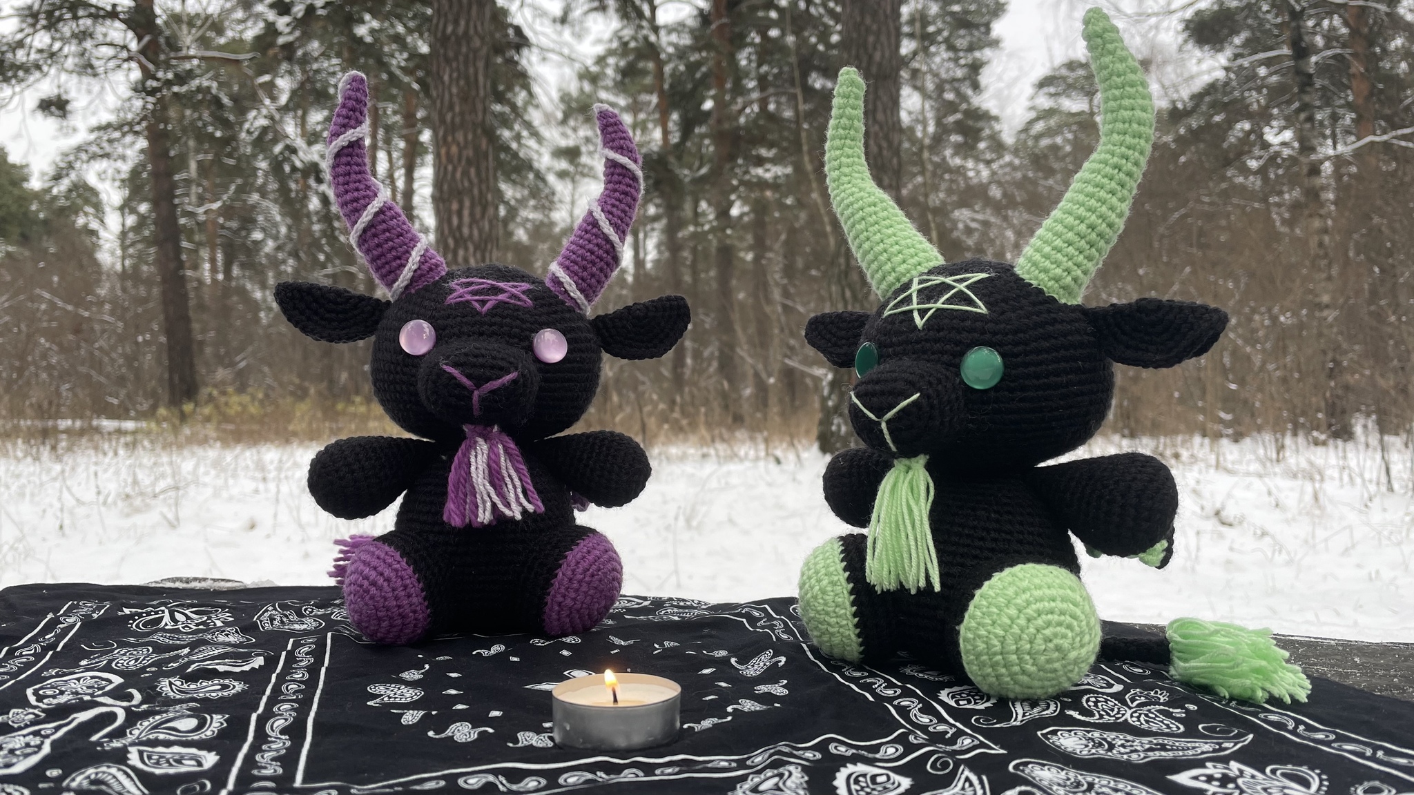 Baphomets as deadly sins - My, Knitting, Handmade, Crochet, Needlework without process, Needlework, Soft toy, Amigurumi, Author's toy, Baphomet, The seven deadly sins, Satanism, Longpost