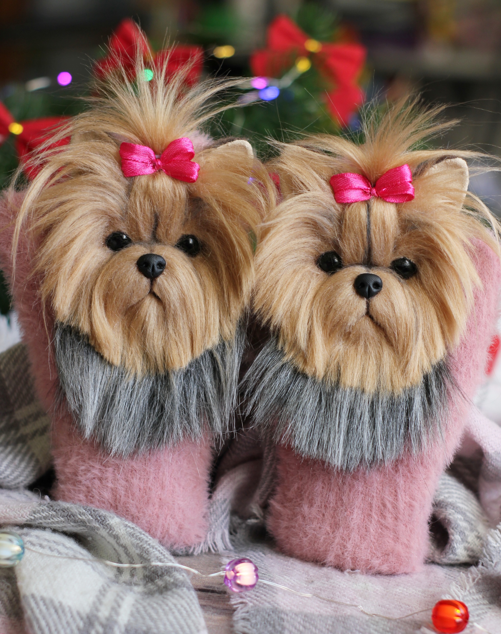 Yorkie Mittens - My, Needlework, Handmade, Needlework without process, Mittens, Animal husbandry, Yorkshire Terrier, Artificial fur, Sewing