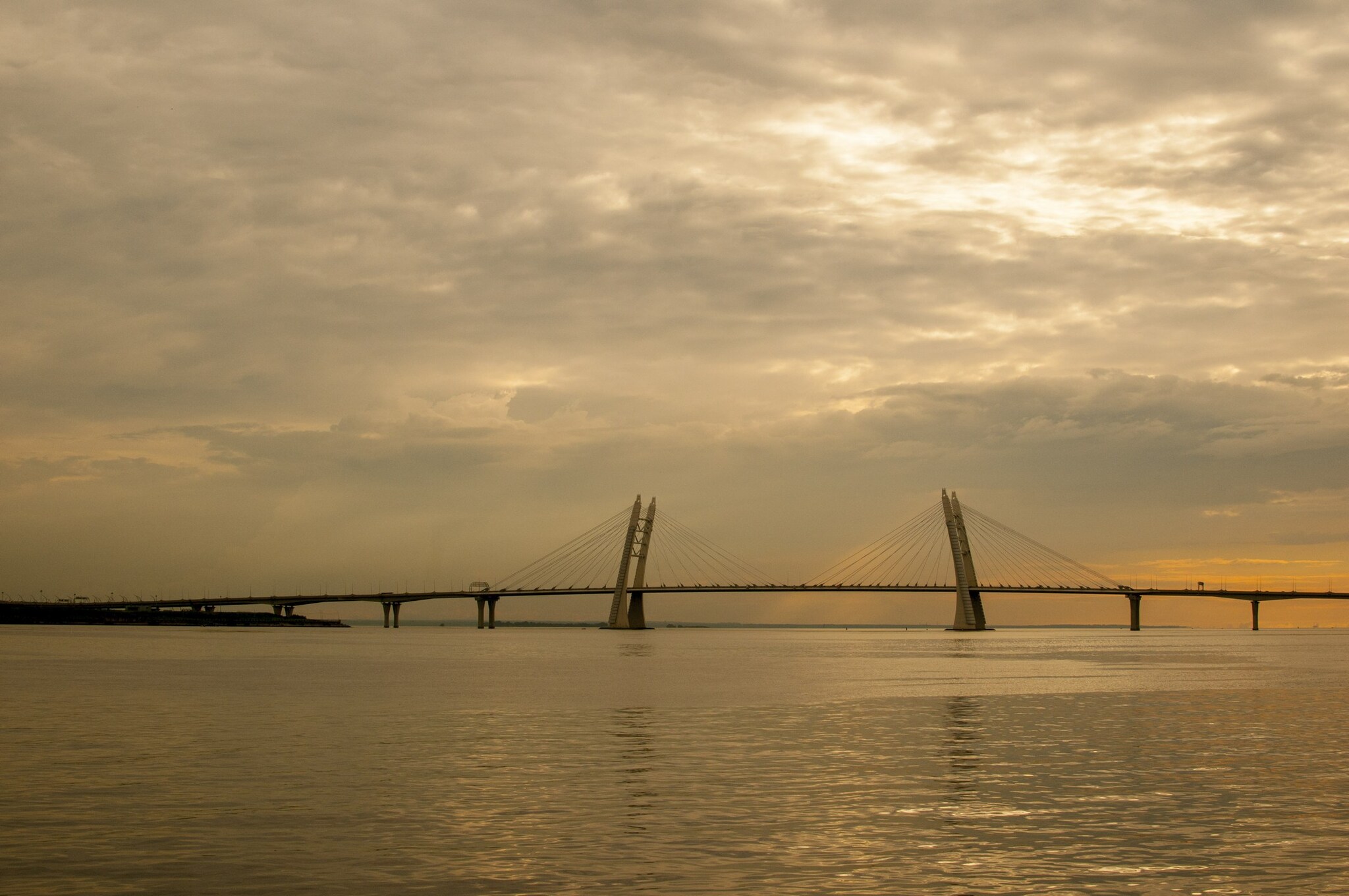 Bridge and summer sunset in St. Petersburg - My, The photo, Saint Petersburg, Bridge, Cable-stayed bridge, Zsd