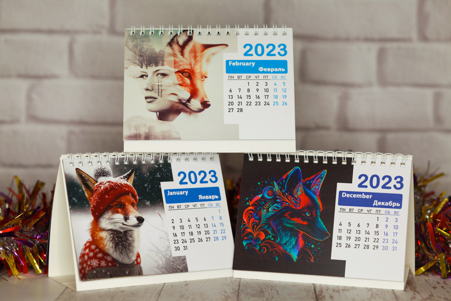 Foxes from a neural network - Fox, Midjourney, The calendar, Nixie, Longpost