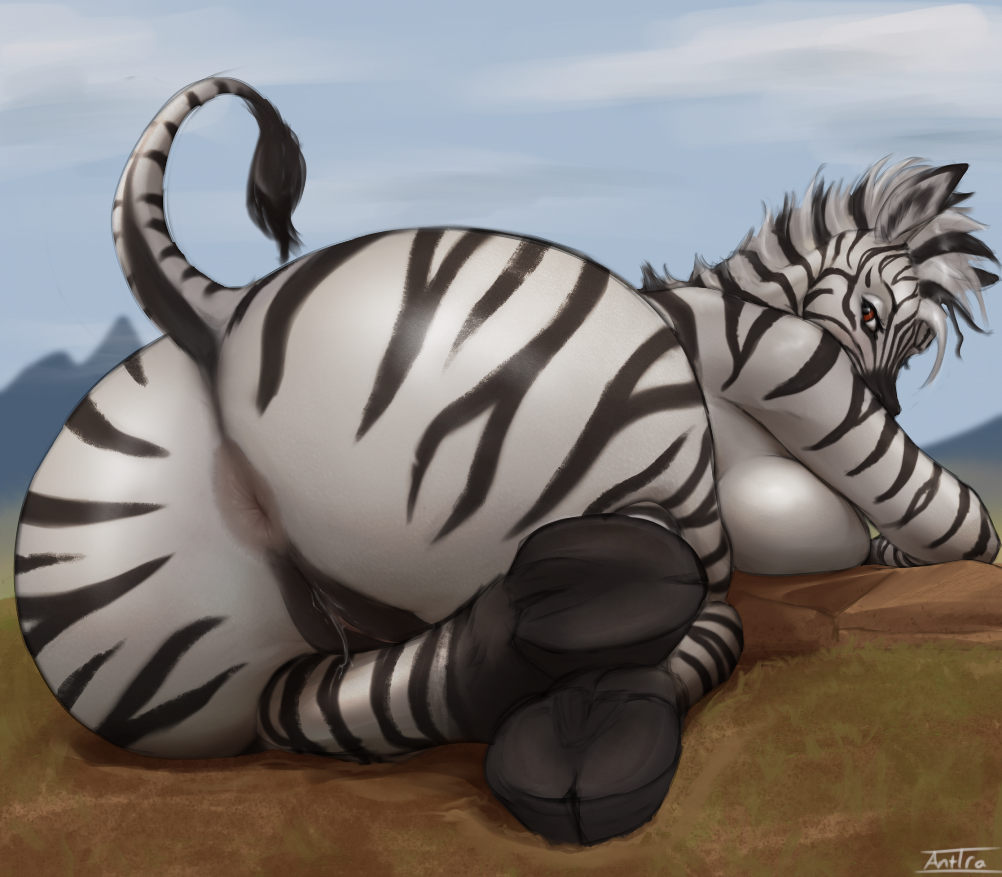 Striped ass - NSFW, Furry, Anthro, Art, Yiff, Furotica, Furry Zebra, Antira