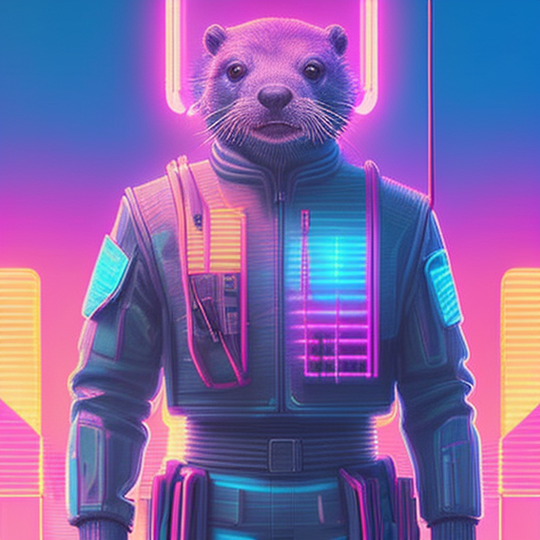 Do you love Syntwave? [2] - Now raccoon - My, Cyberpunk, Synthwave, Animals, Deep Learning, Art, Incredible, Stable diffusion, Longpost, Creation, Funny animals, Milota, Нейронные сети, Artificial Intelligence, Digital, Computer graphics, Midjourney, 2D, Characters (edit), Artstation