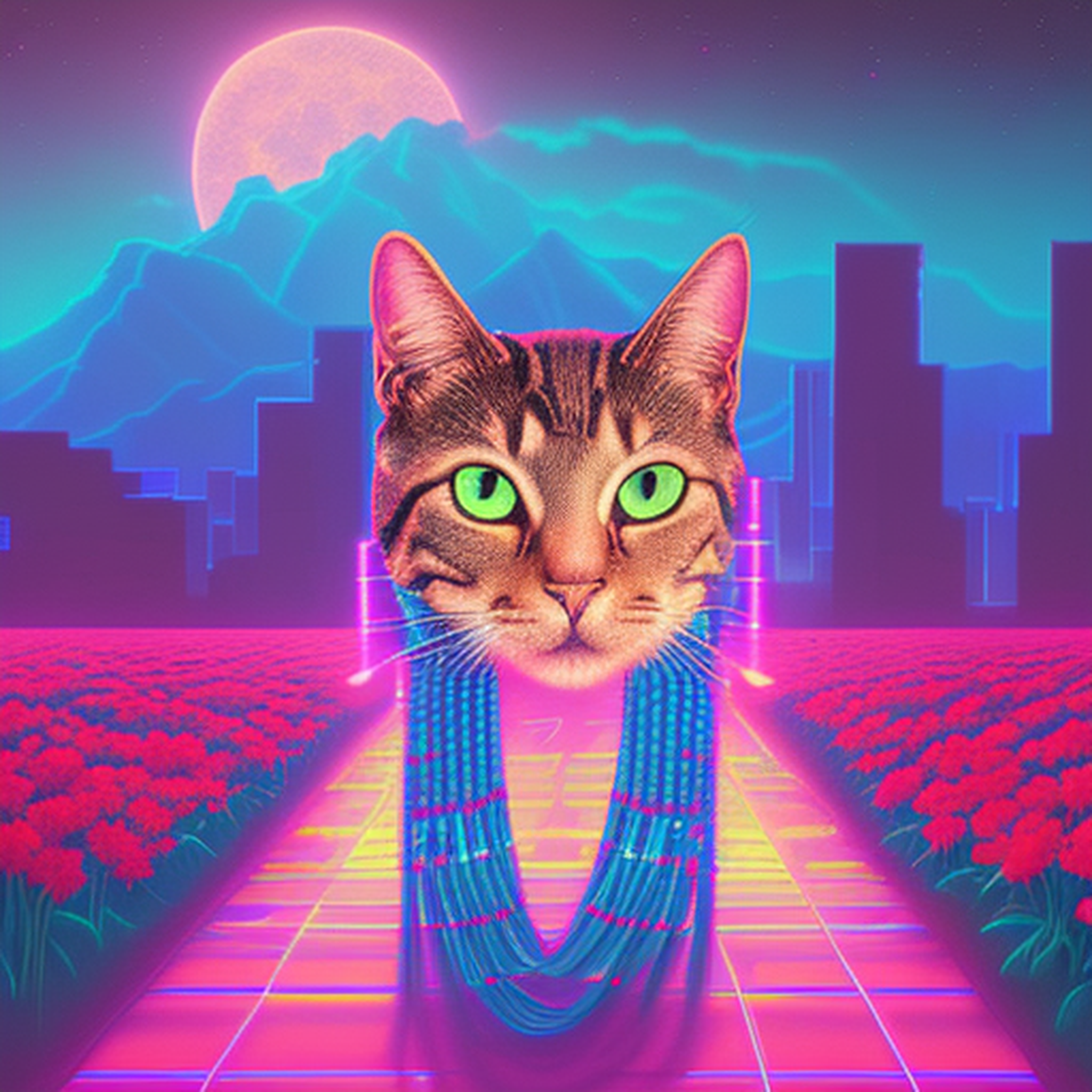 Do you love Syntwave like I do? - My, Cyberpunk, Synthwave, Animals, Deep Learning, Art, Incredible, Stable diffusion, Longpost