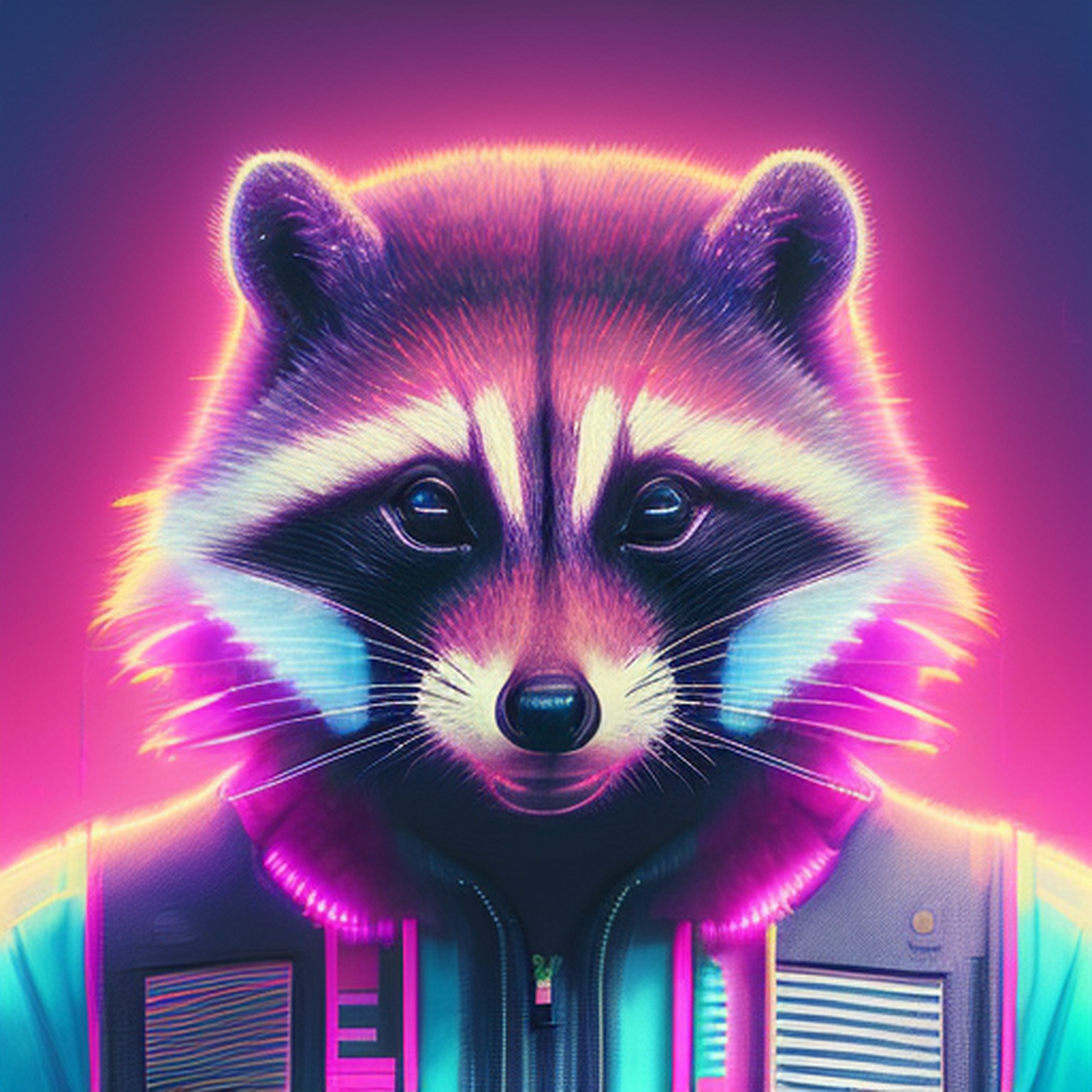 Do you love Syntwave? [2] - Now raccoon - My, Cyberpunk, Synthwave, Animals, Deep Learning, Art, Incredible, Stable diffusion, Longpost, Creation, Funny animals, Milota, Нейронные сети, Artificial Intelligence, Digital, Computer graphics, Midjourney, 2D, Characters (edit), Artstation