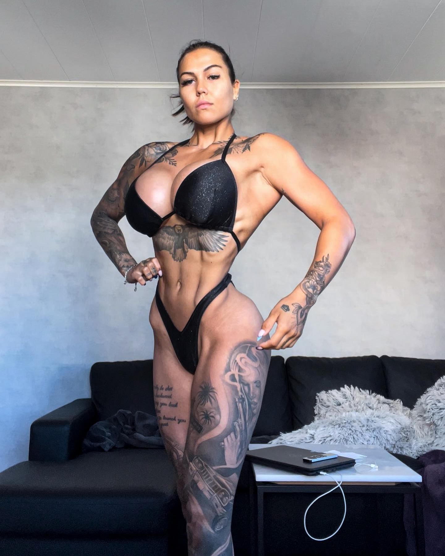 Adrianne Martinsson - NSFW, Sports girls, Bodybuilders, Strong girl, Body Fitness, Girl with tattoo, The photo, Fitness, Longpost, Fitonyashka, Girls, Figure, Adrianne Martinsson