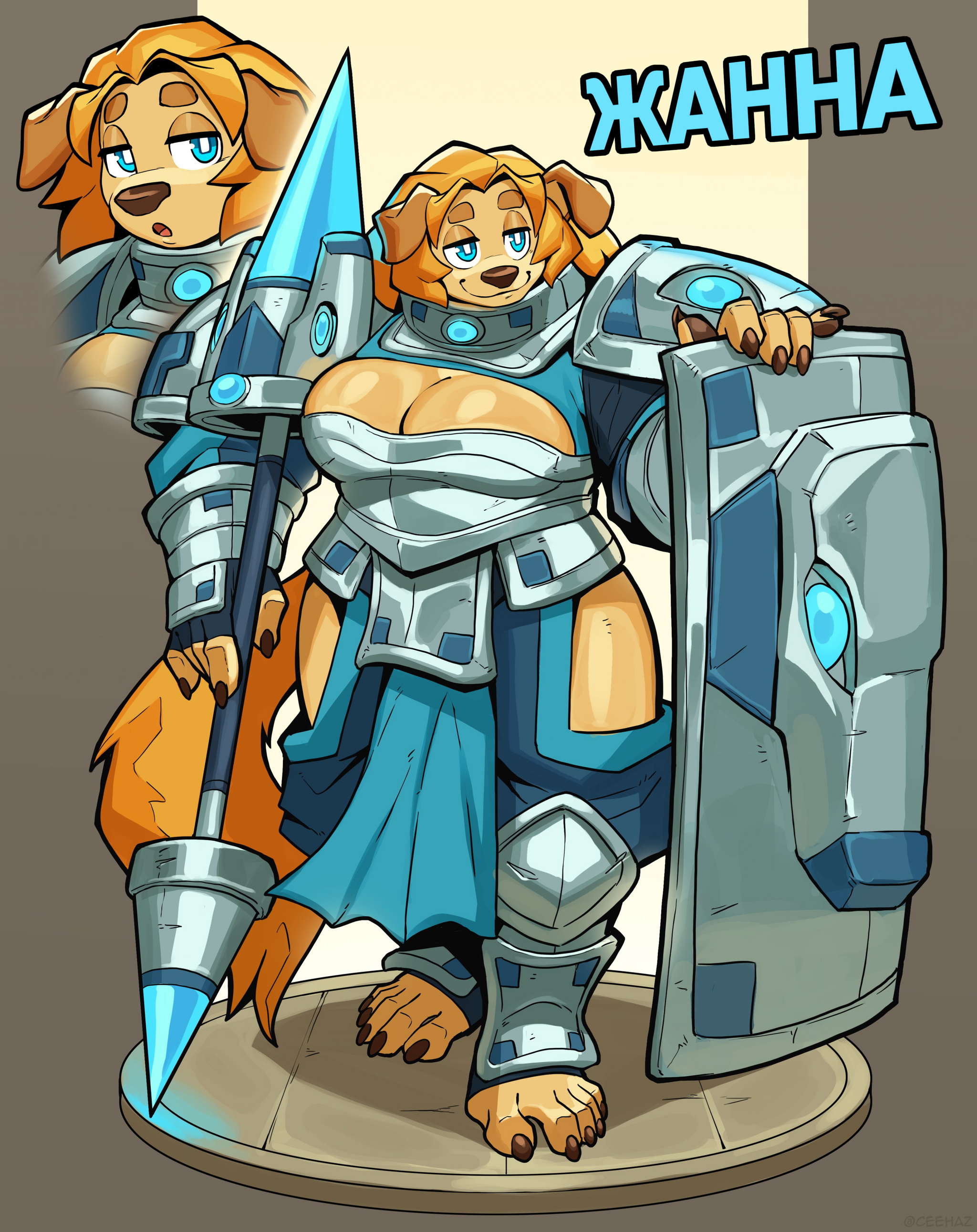 Drawings and comics by artist Chris-Ceehaz. Dog Knight RPG #23 - Art, Strong girl, Chris-Ceehaz, Monster girl, Furry, Furry canine, Anthro, Longpost, Translated by myself, Comics